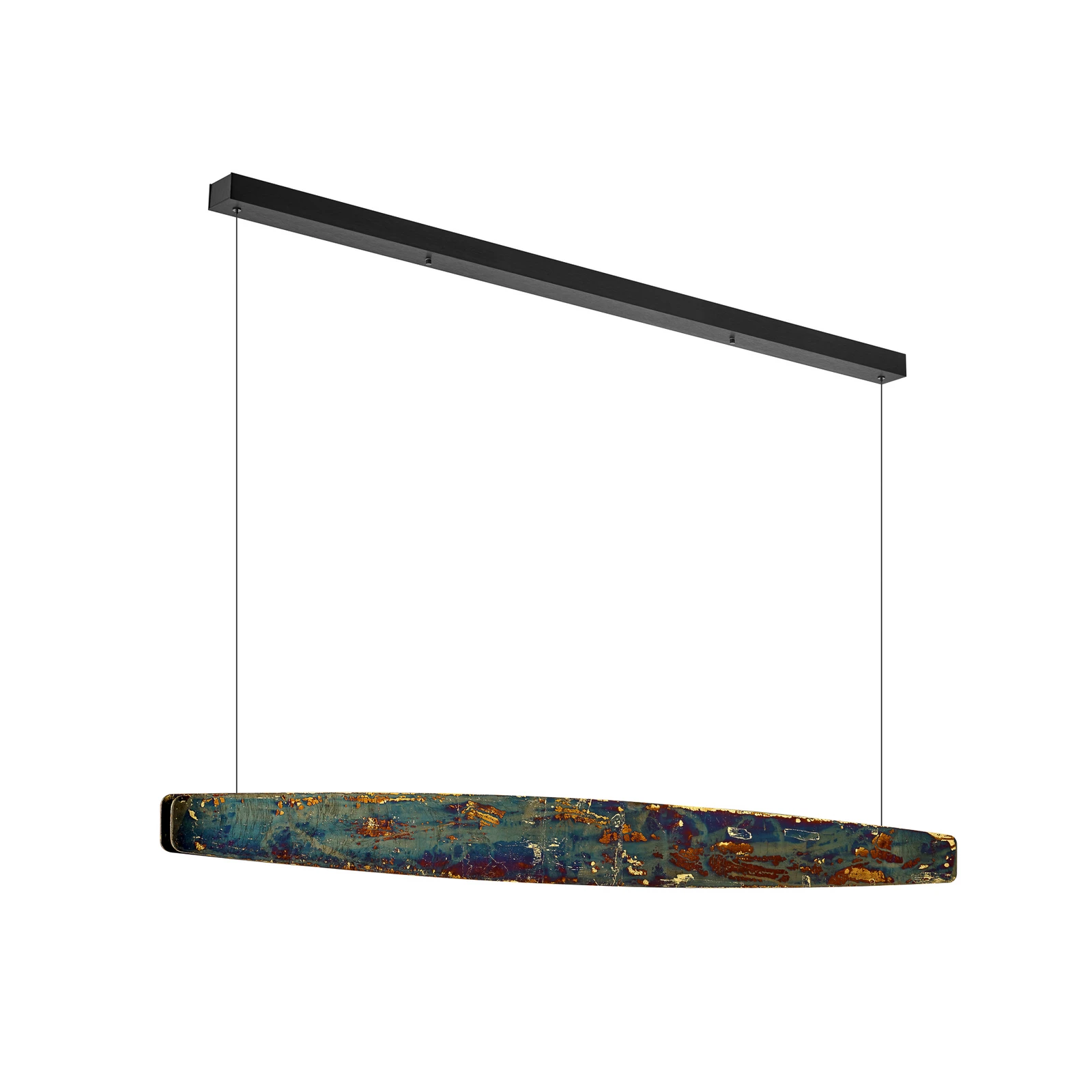 Quitani Persida lámpara colgante LED, 148 cm, metal de impacto, oro