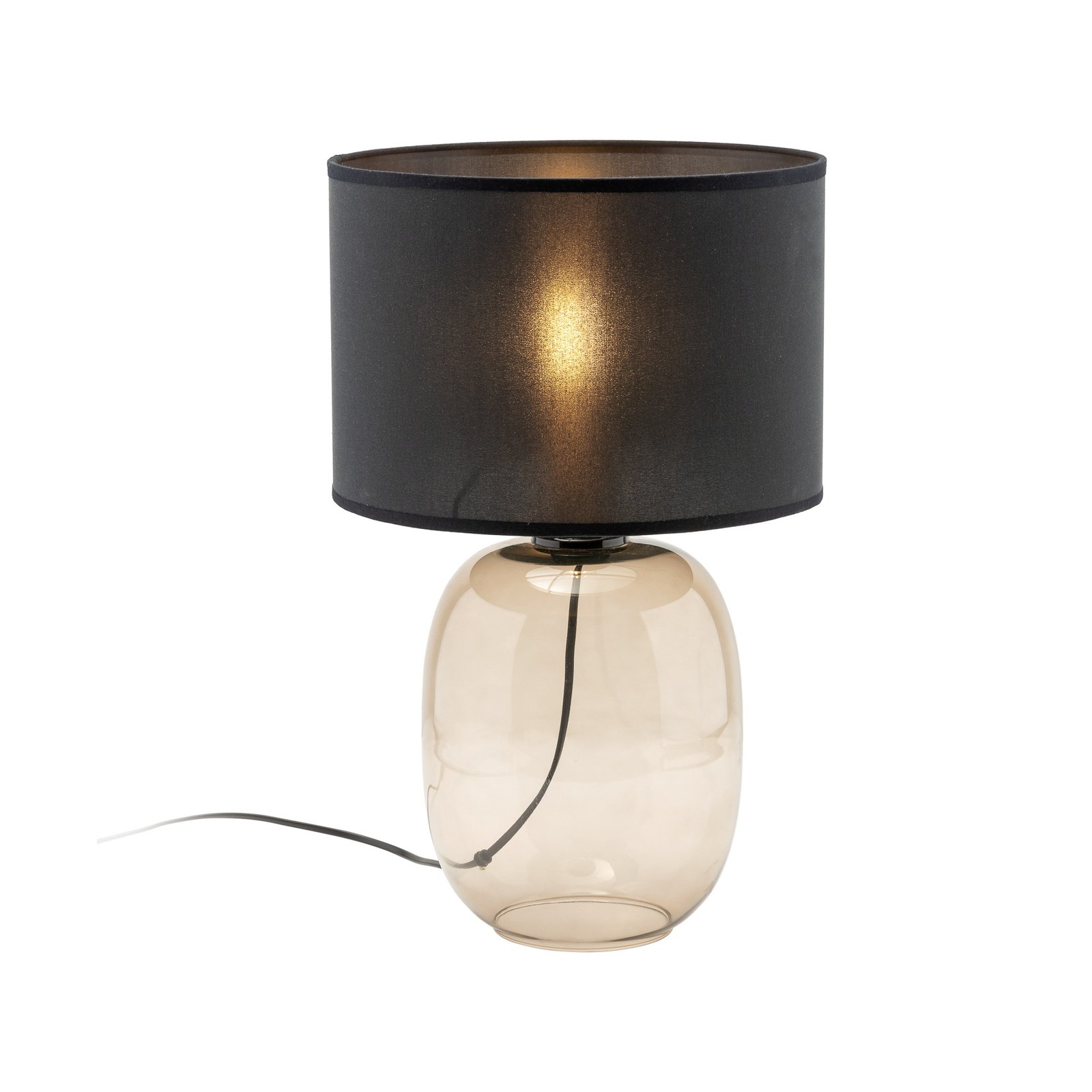 "Melody" stalinė lempa, aukštis 48 cm, rudas stiklas, juoda tekstilė