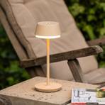 LED table lamp Lyon, sand-coloured, IP54, dimmable, CCT, RGB