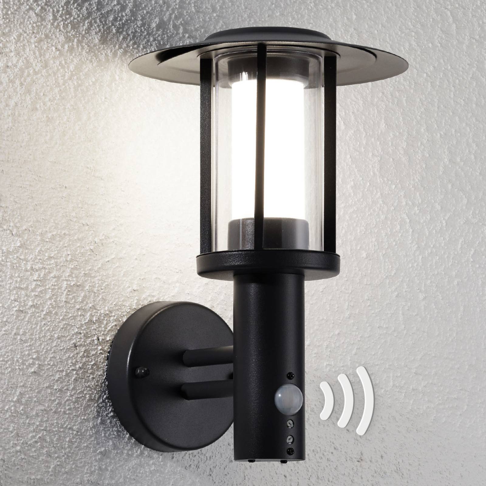 Gregory LED outdoor wall lamp, dark grey, sensor Lights.co.uk