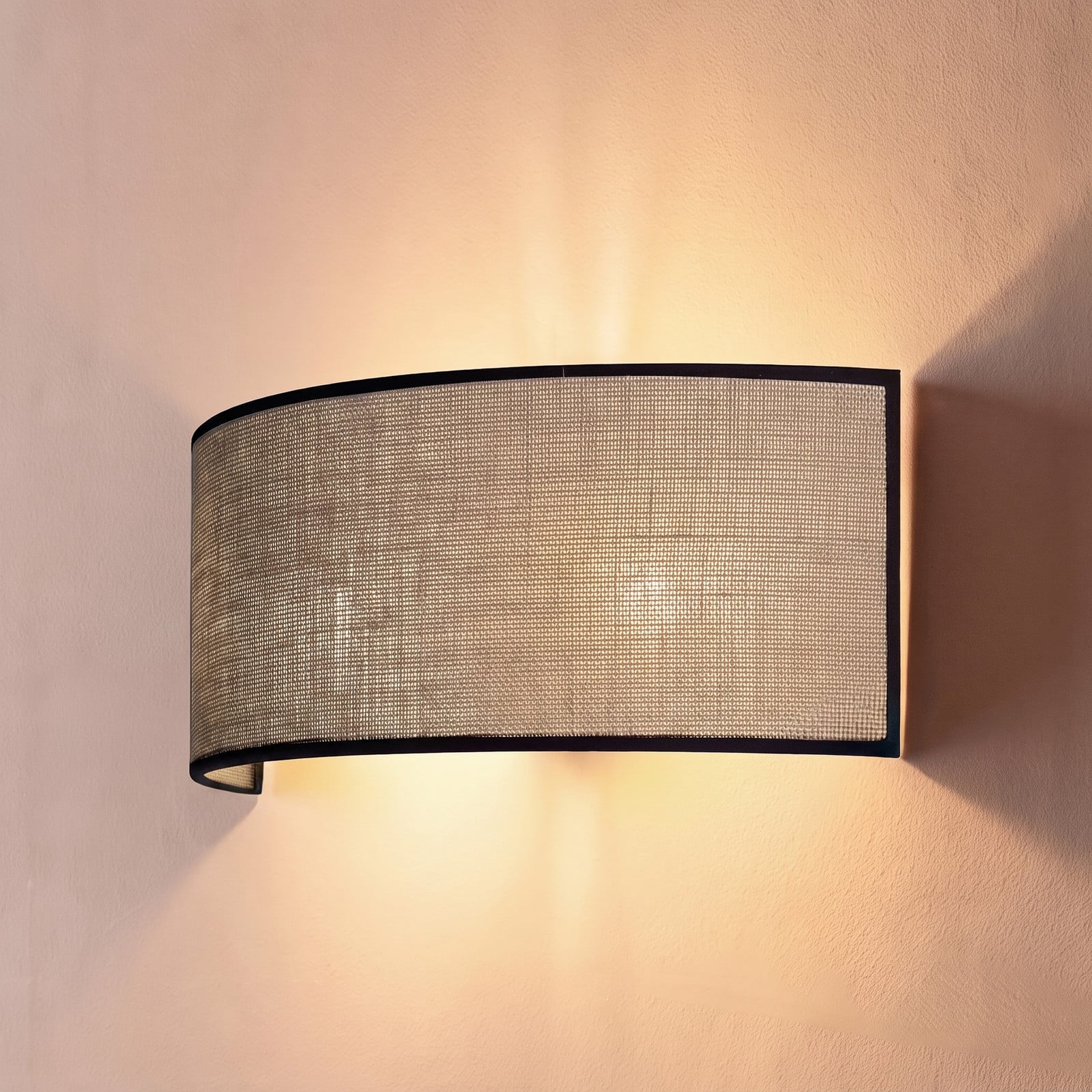 Nature vägglampa, jute/svart, bredd 40 cm, upp/ner – Duolla - Vardagsrum - Boho - Tyg / textil - Med flera ljuskällor