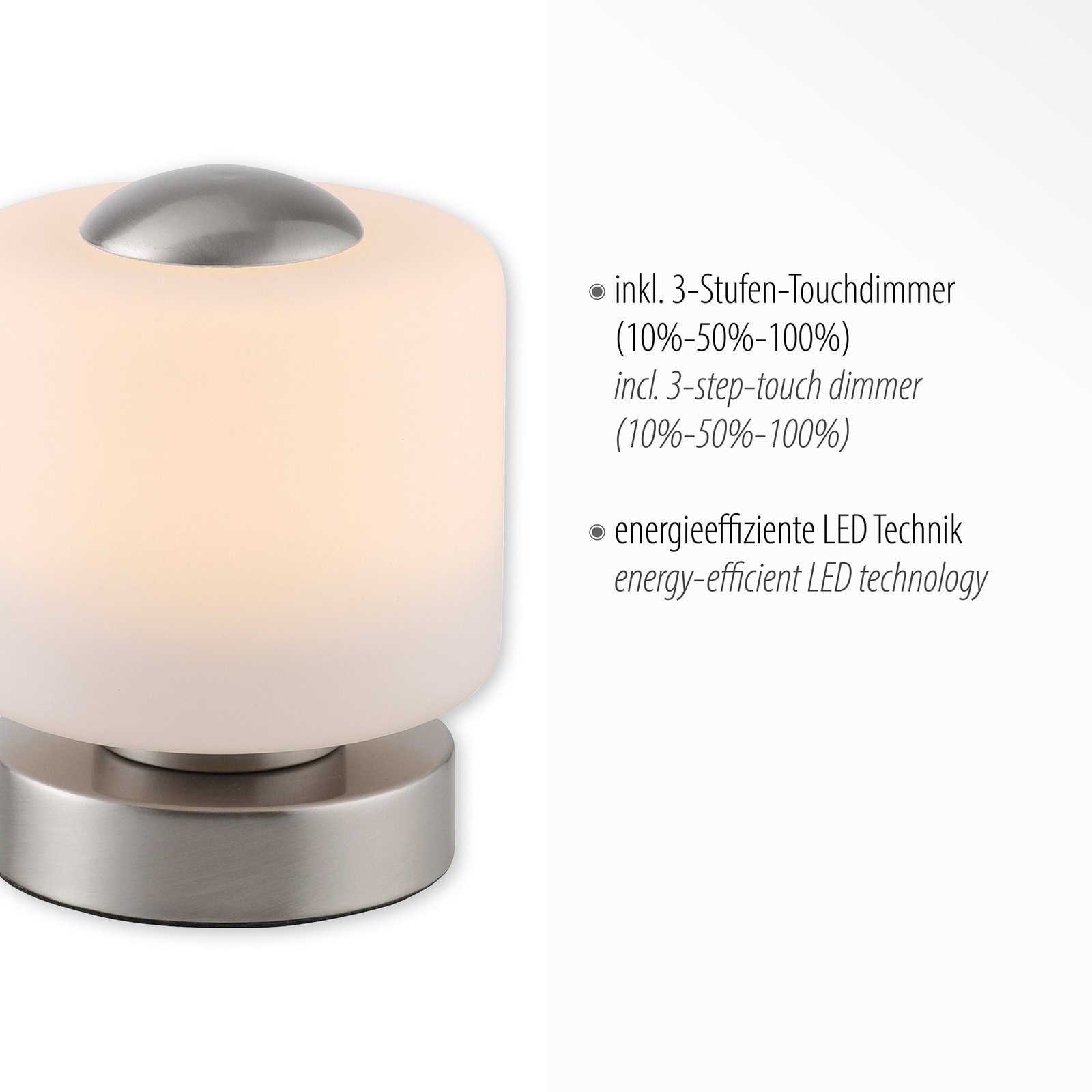 Bota LED table lamp, dimmable, steel