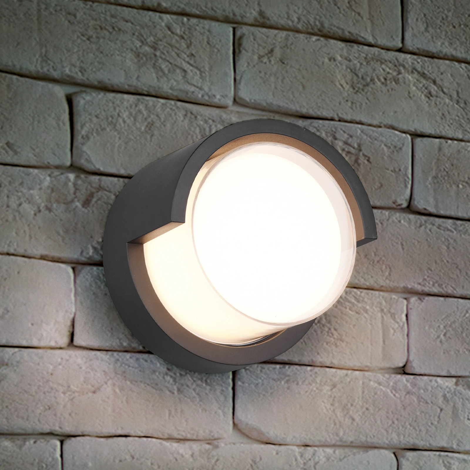 LED-Außenwandleuchte Puno, IP54, rund