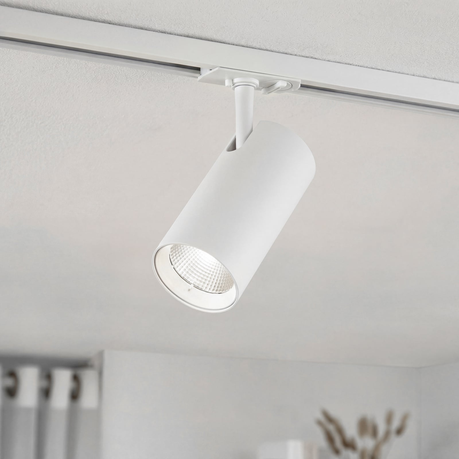 Lindby LED-skinnespot Linaro, hvid, Ø 7 cm, aluminium, CCT