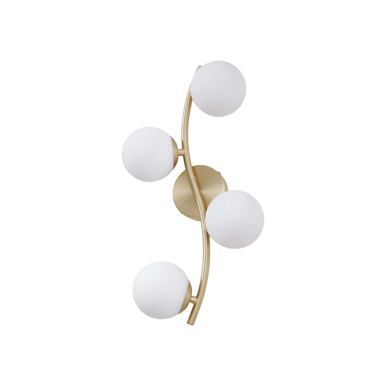 Lindby Wandleuchte Josiana, opal/messing, 48 cm, Kugel, Glas