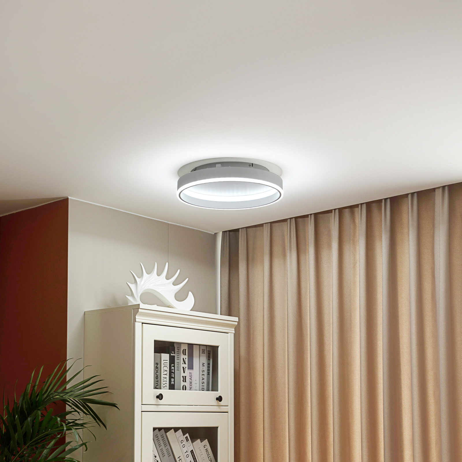 Lindby Smart LED-taklampe Yasmen, hvit, metall, CCT, Tuya