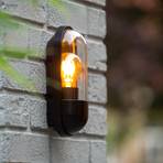 Capsule outdoor wall light, clear/black
