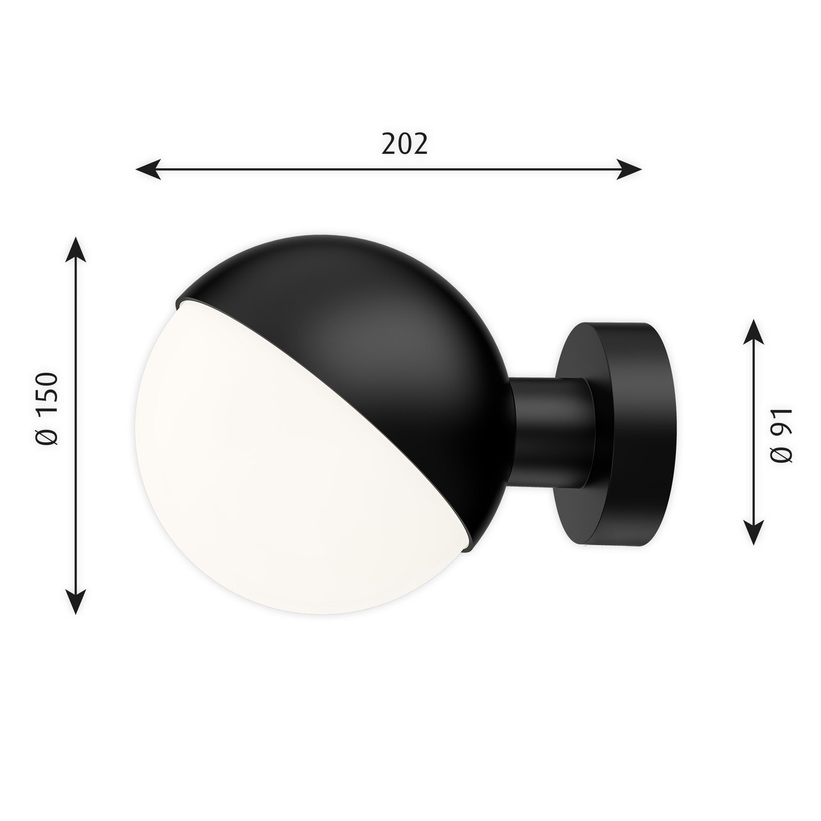VL Studio Candeeiro de Parede Ø150 Hardwired Black - Louis Poulsen