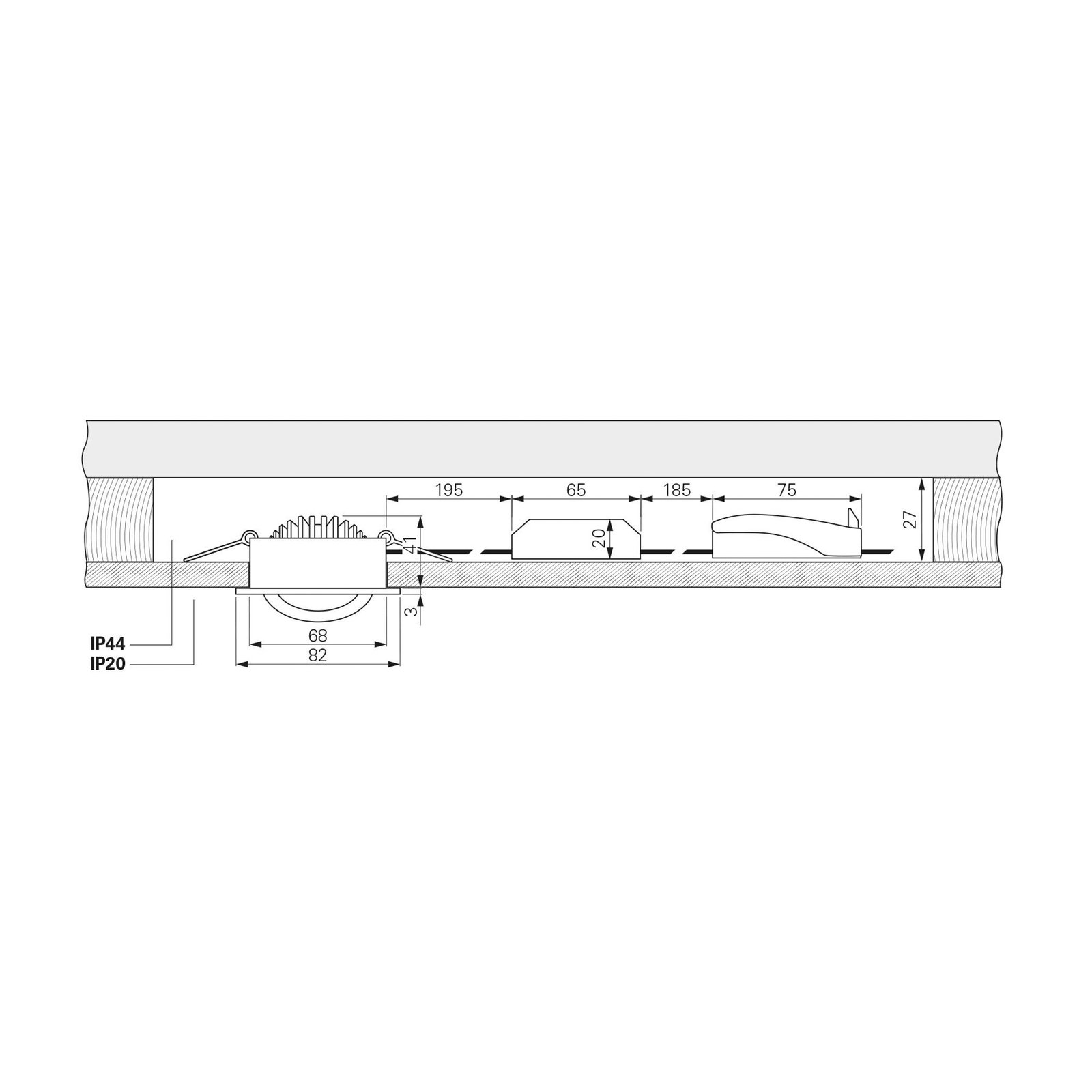 LED-Deckeneinbauleuchte Dione, IP44, 3.000 K, weiß, dimmbar