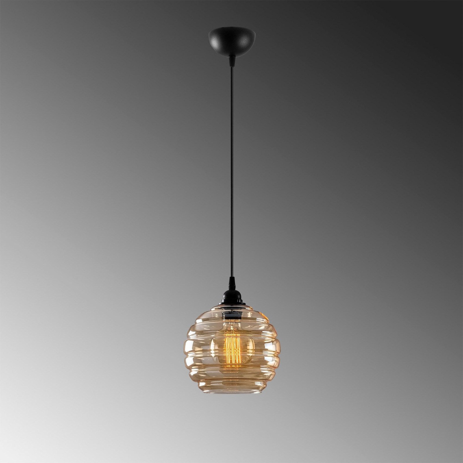 Pendant light Gold 010, gold-transparent, glass, Ø 20 cm