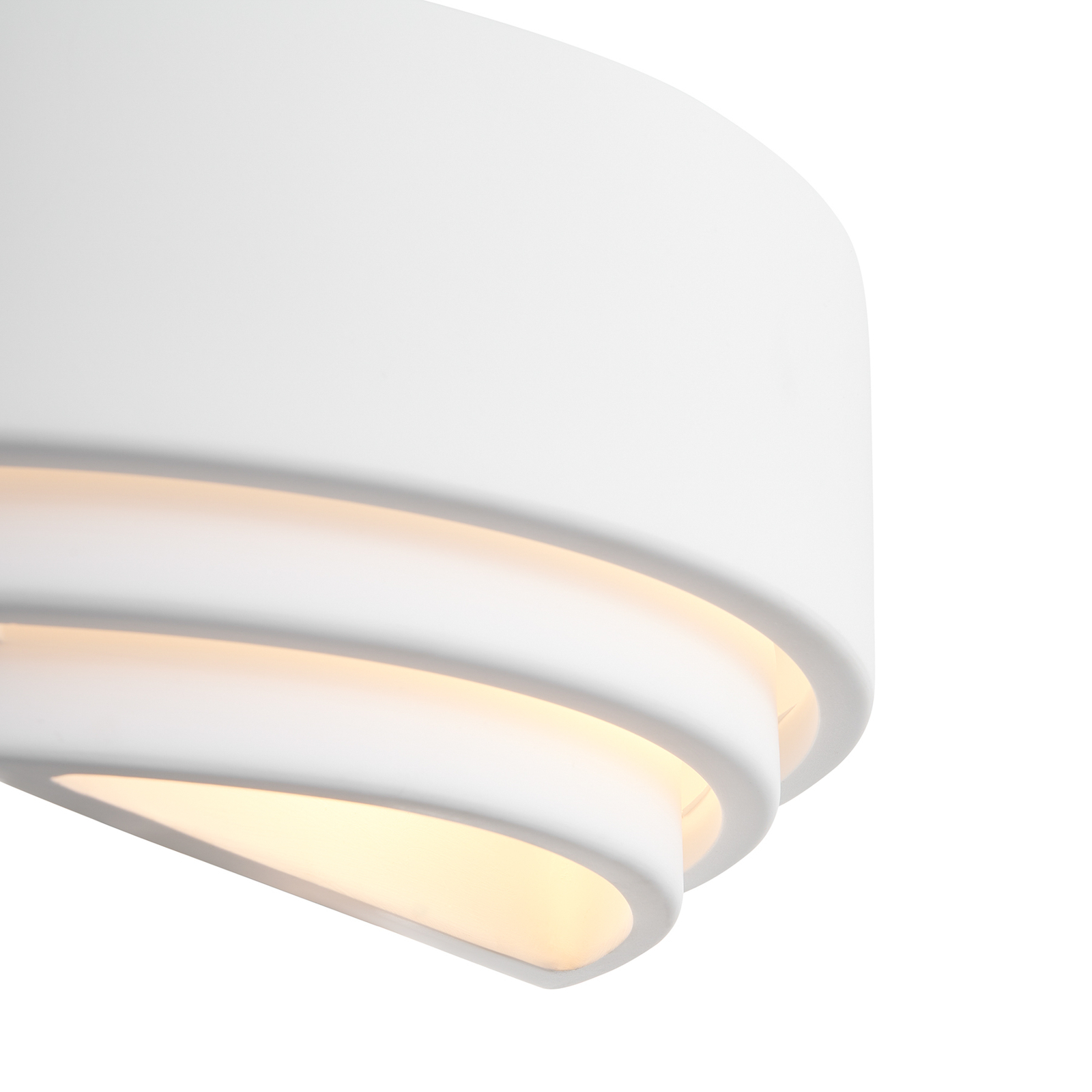 Lancio hosszúkás fali lámpa gipszből, dugóval, fehér színben