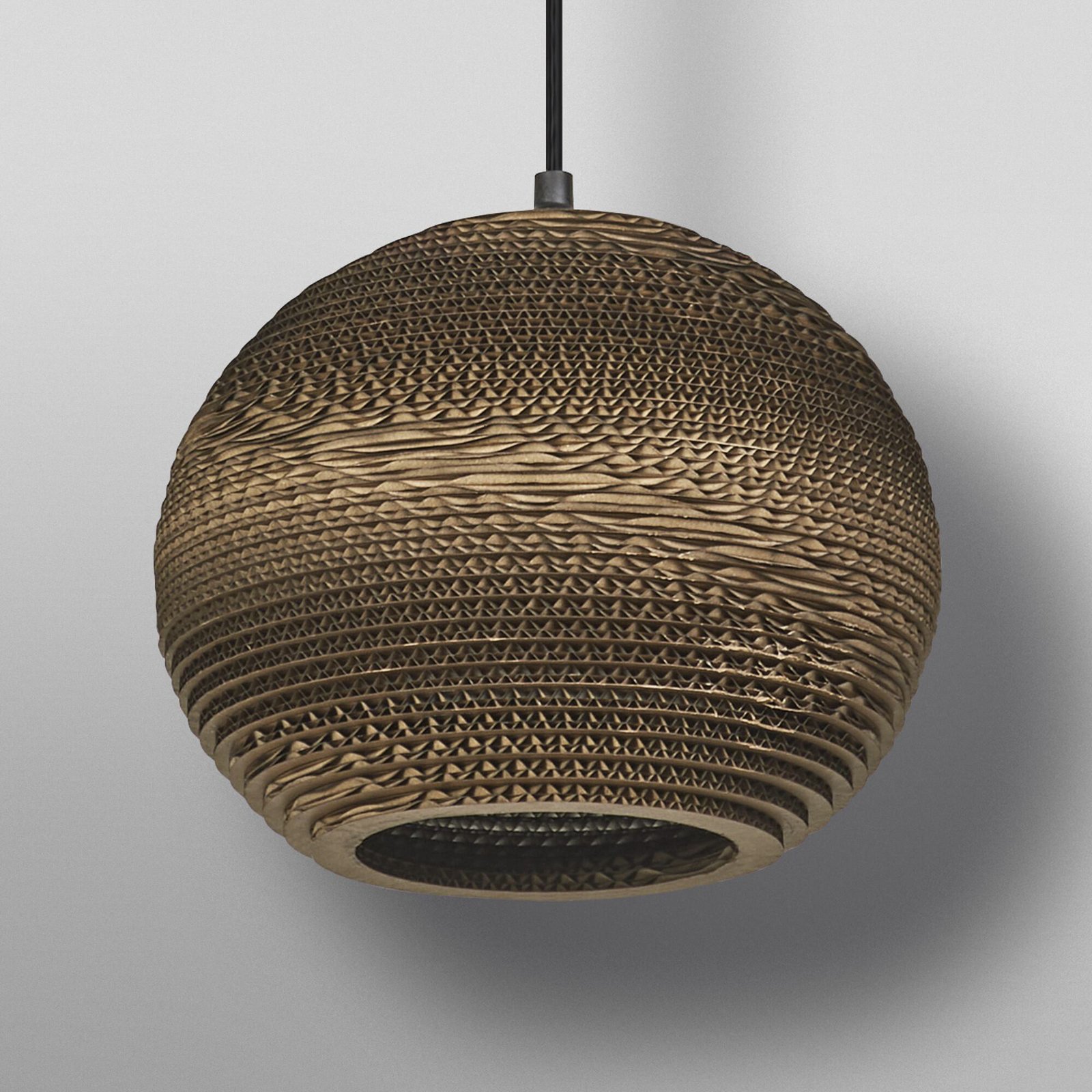 OSRAM BALL pendant light, brown, Ø 26 cm, corrugated cardboard, E27