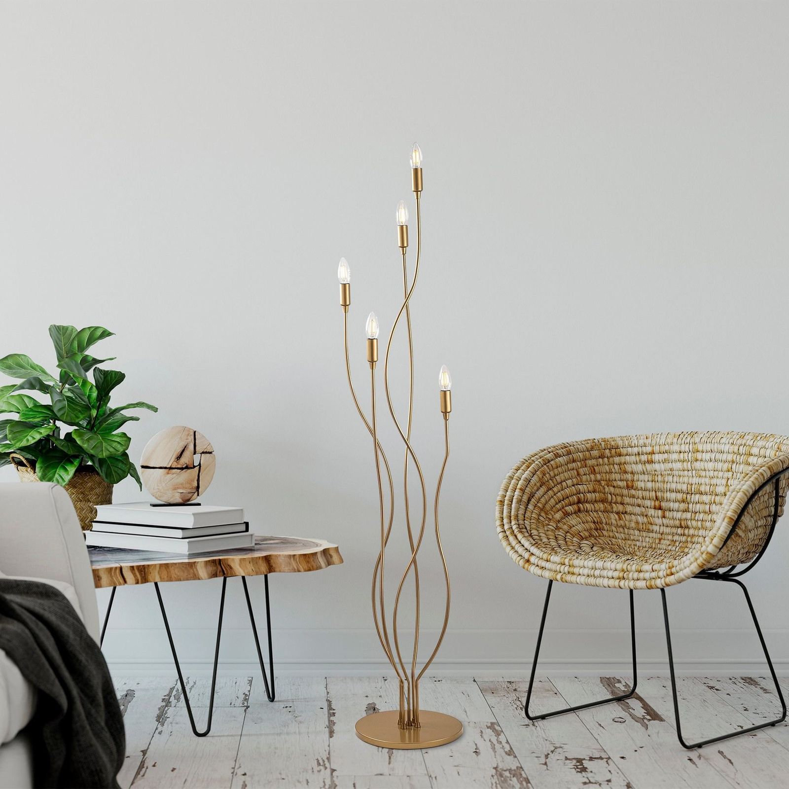 Floor lamp Bonibon 13237 gold-coloured metal height 160 cm 5-bulb.