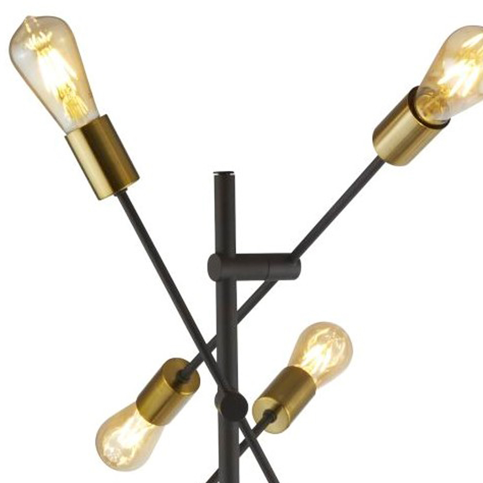 Armstrong floor lamp, black/brass, metal, 6-bulb, E27