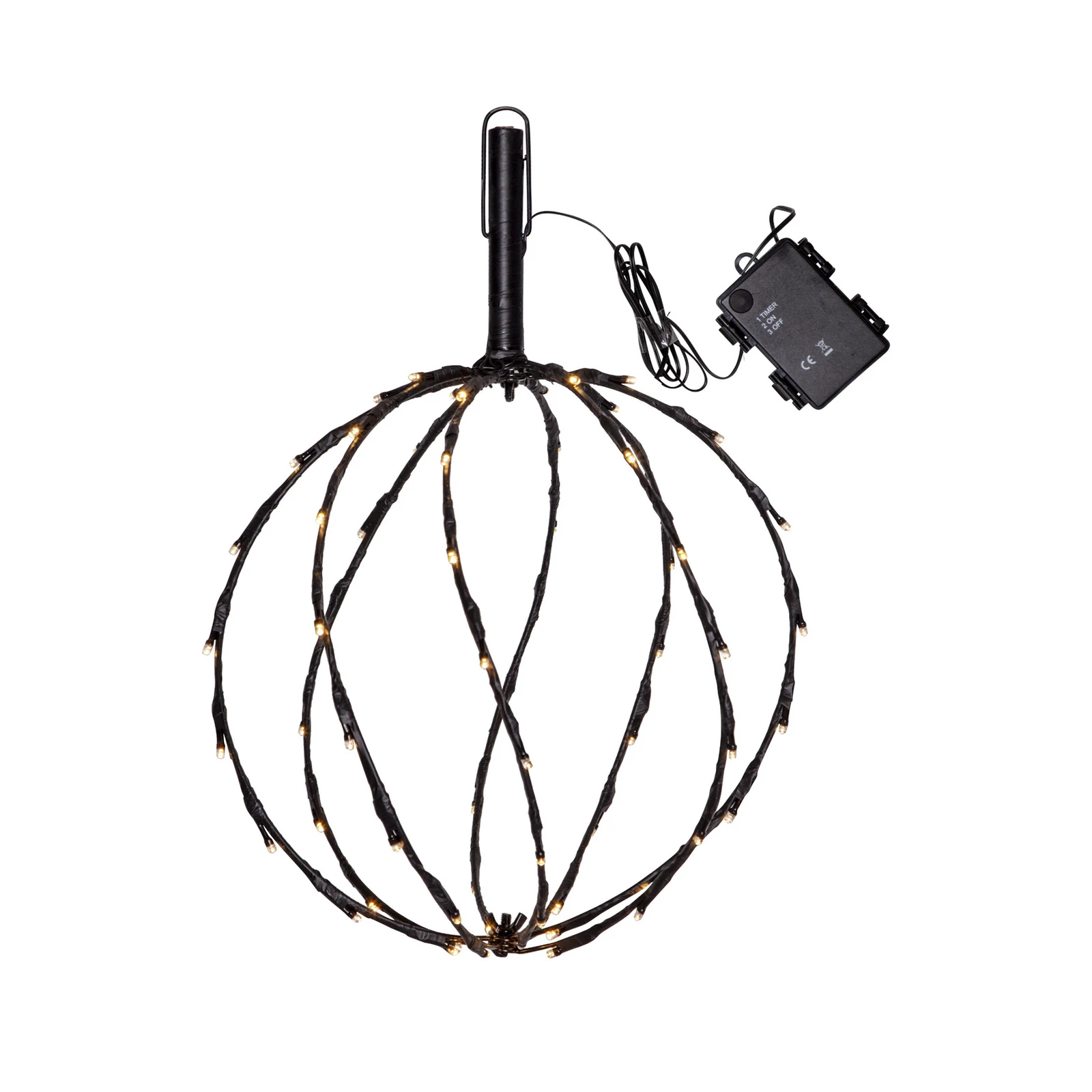 LED maapealne piigavalgusti Sphere, Ø 30 cm, must metallist patarei