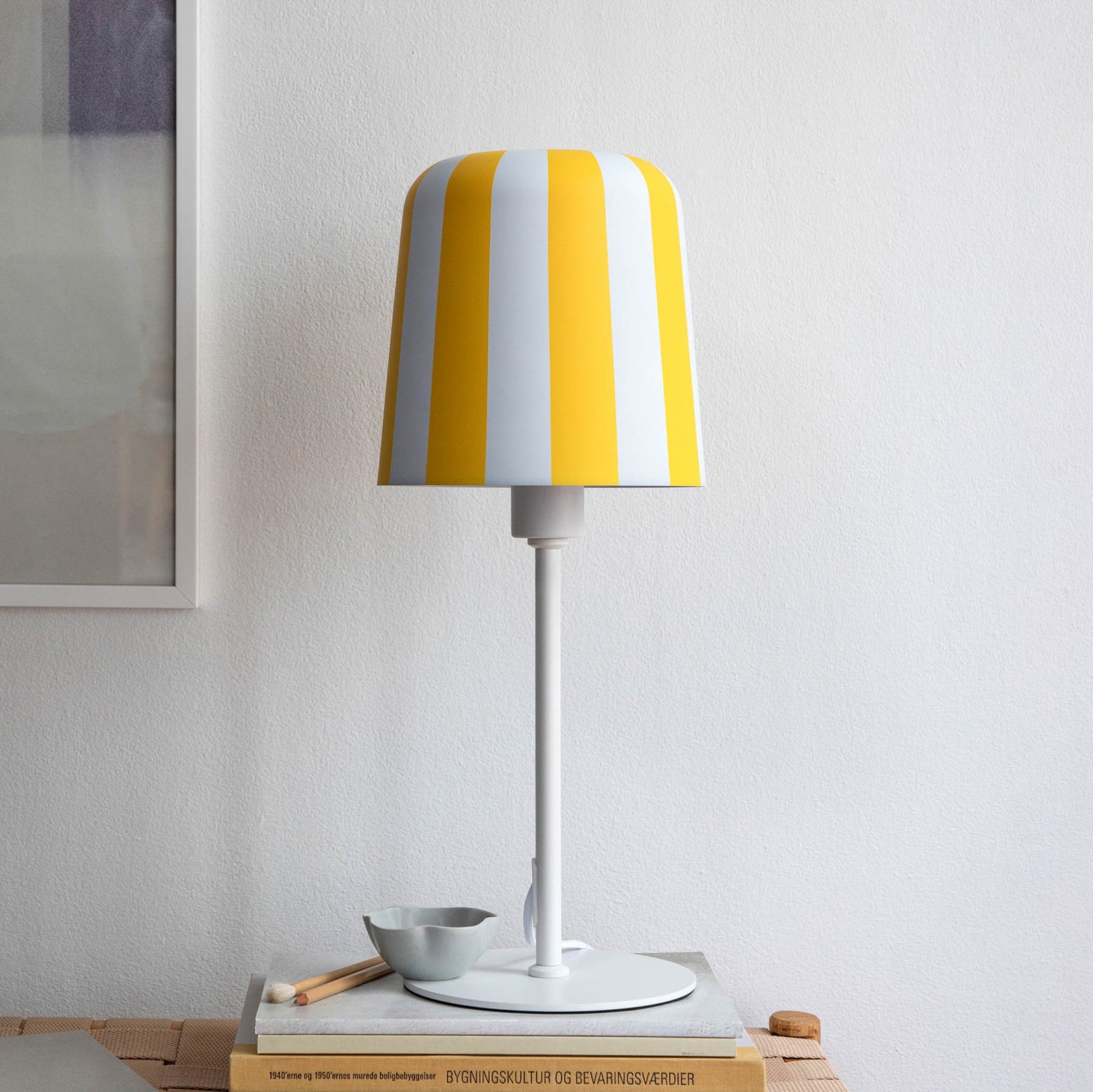 Dyberg Larsen table lamp Gry, yellow/white, height 49.5 cm