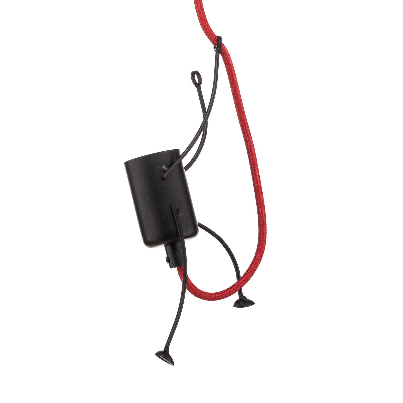 Hengelampe Bobi 1 i svart, rød kabel, 1 lyskilde