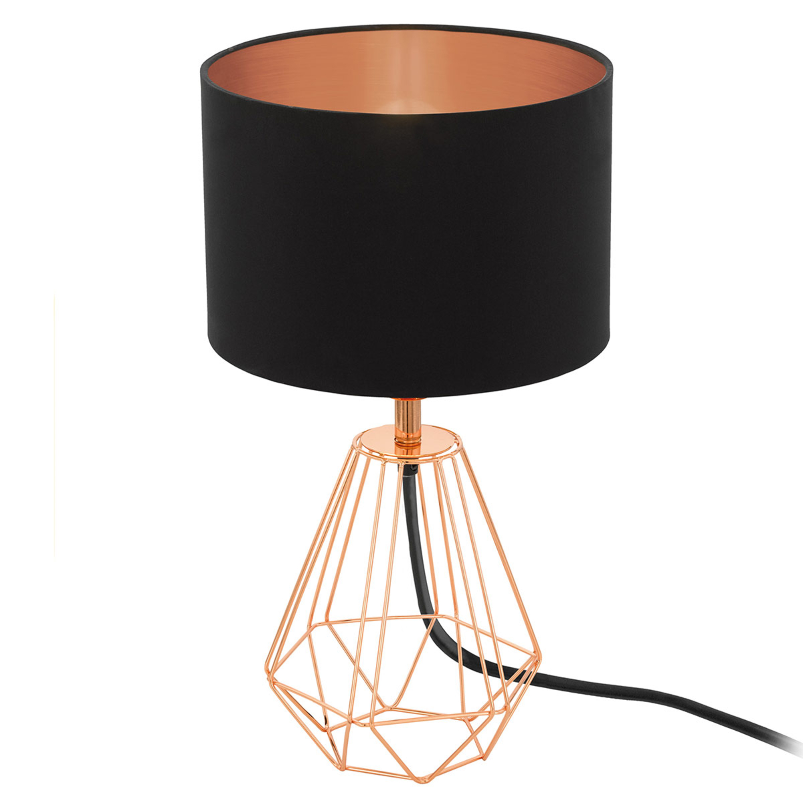 EGLO Carlton 2 table lamp, black and copper, for Living / Dining Room, steel, fabric, E14, 60 W, energy efficiency: A++, H: 30.5 cm