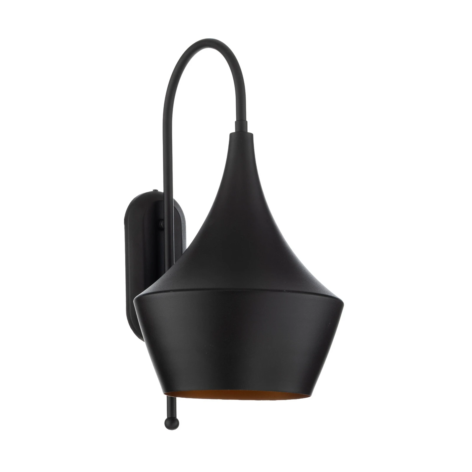 Aplique de pared Olaf, negro, metal, altura 48 cm