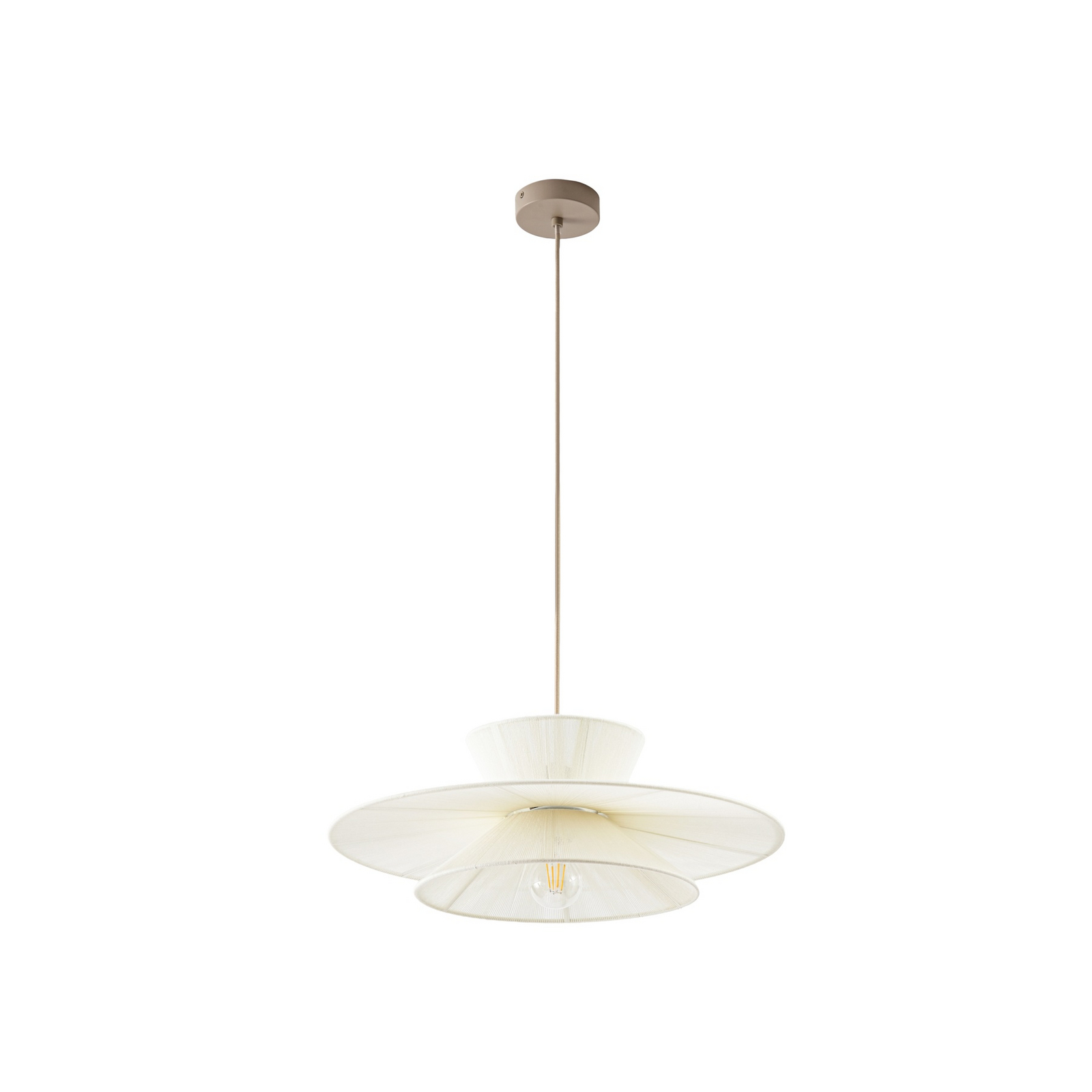 Suspension Novie, beige, coton, Ø 50 cm - Lucande