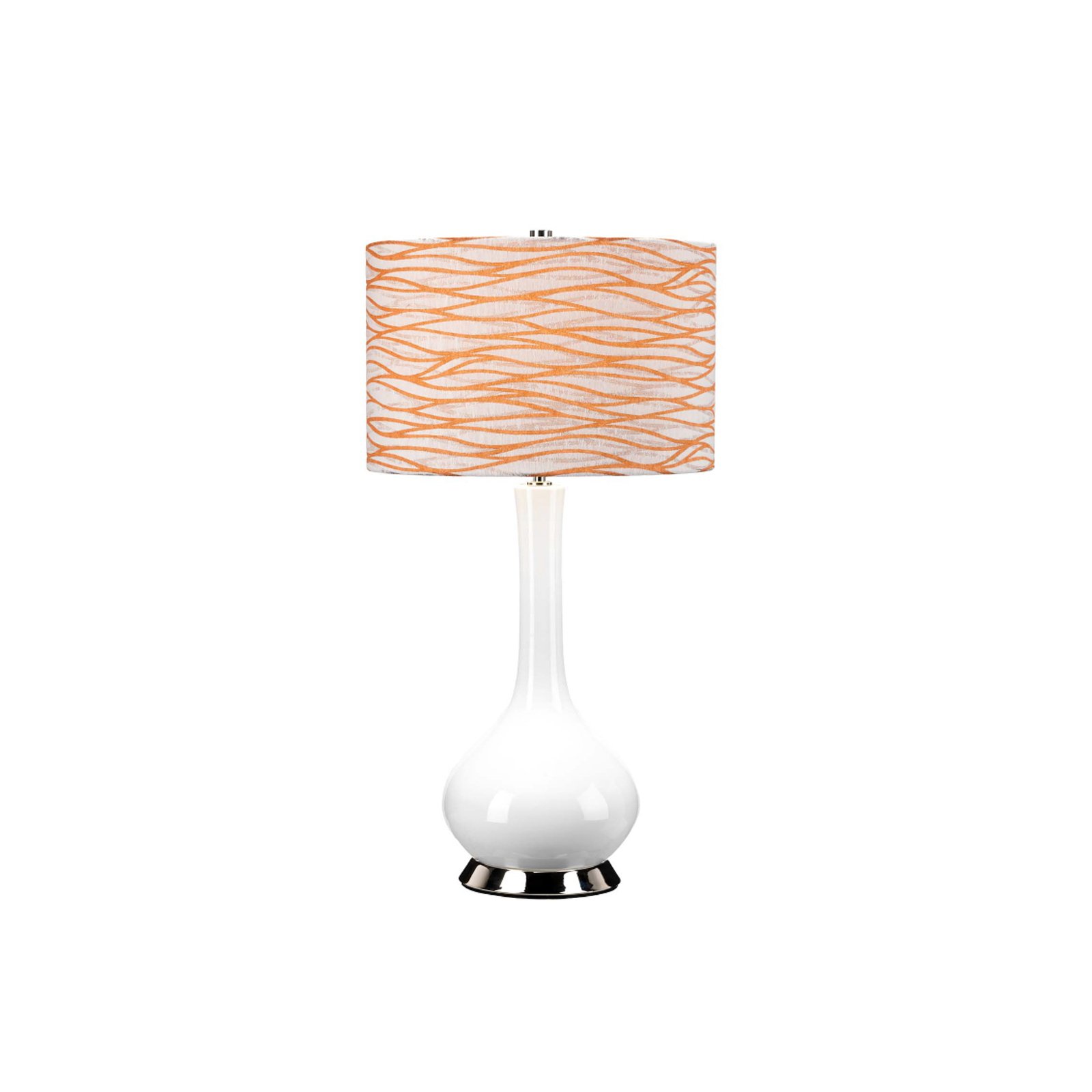 Lámpara de mesa Milo, níquel-blanco-naranja