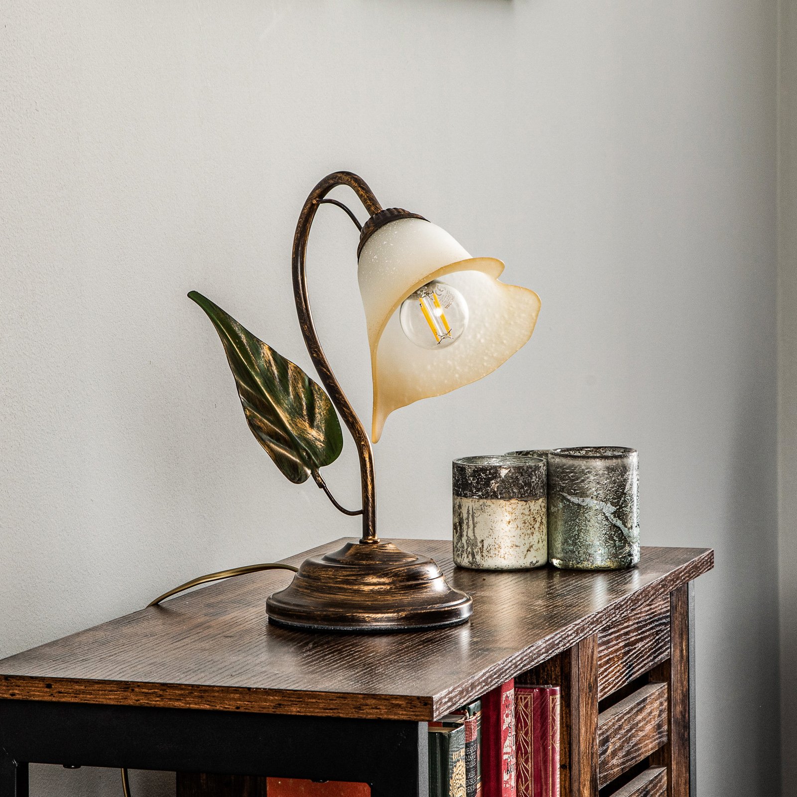 Miranda table lamp, 1-bulb, bronze