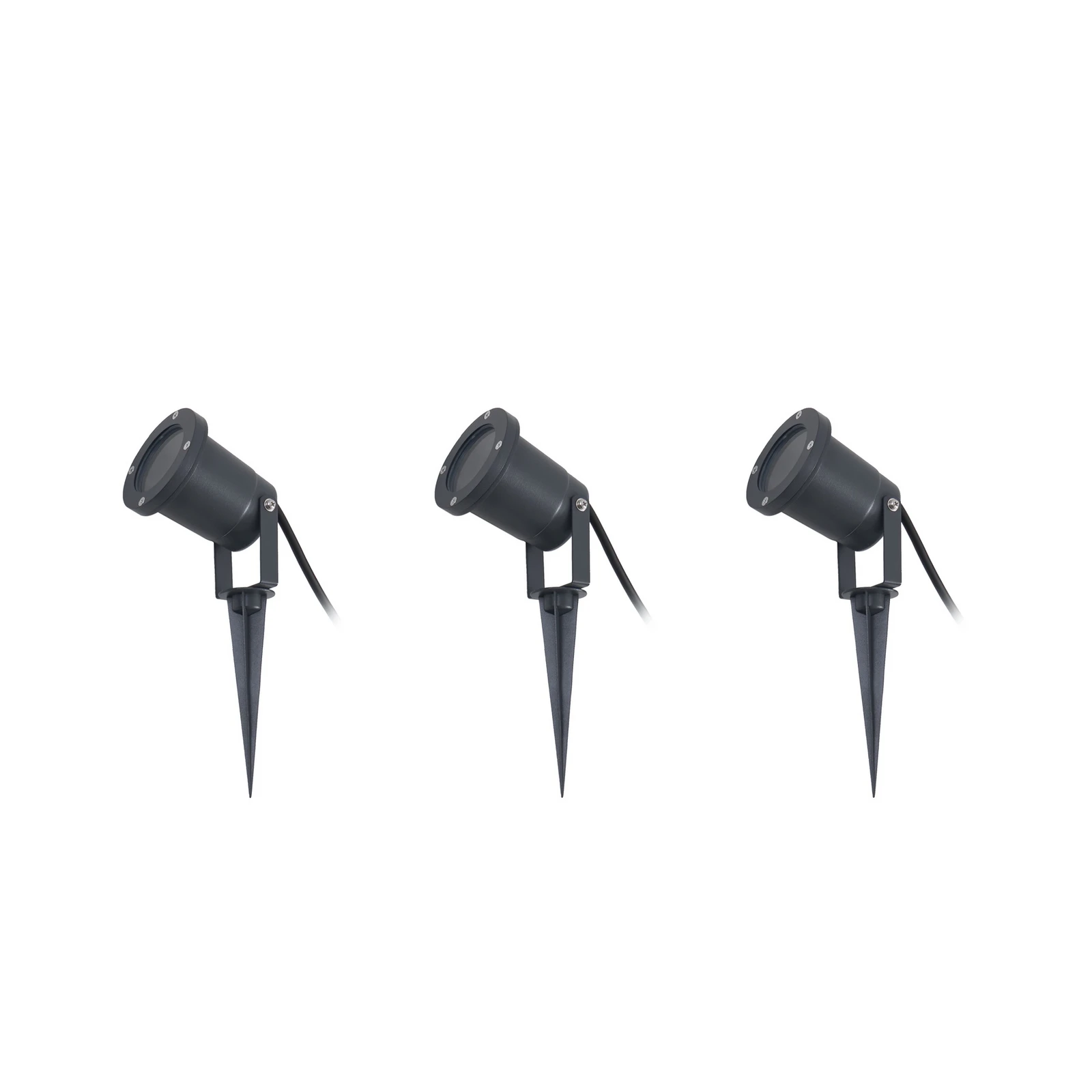 Lindby Nielas, lot de 3 spots sur piquet, anthracite, prise