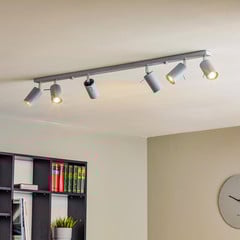 Faretto da soffitto Round, grigio, 6 luci lineari
