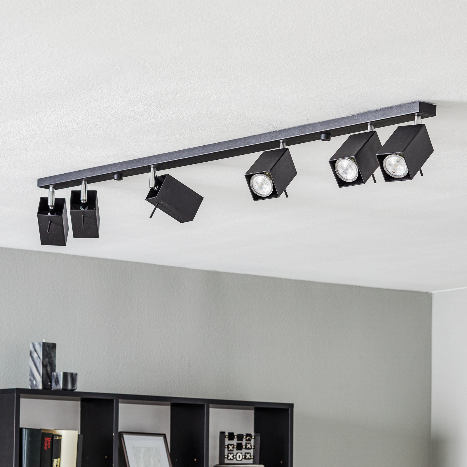 Faretto soffitto Square, nero 6 luci lineare