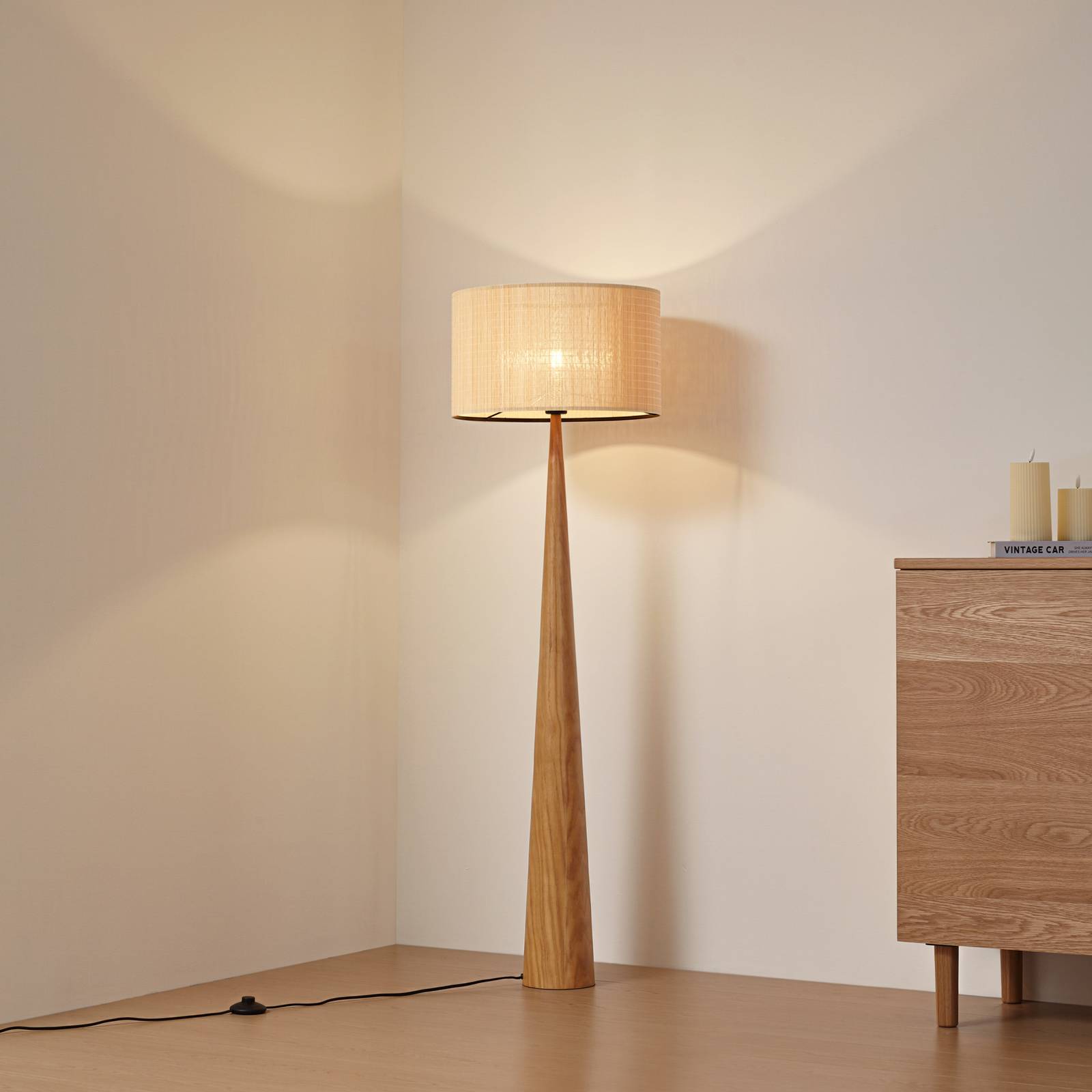 Lucande Stehleuchte Fabrena, naturfarben, Bambus, Höhe 138cm günstig online kaufen