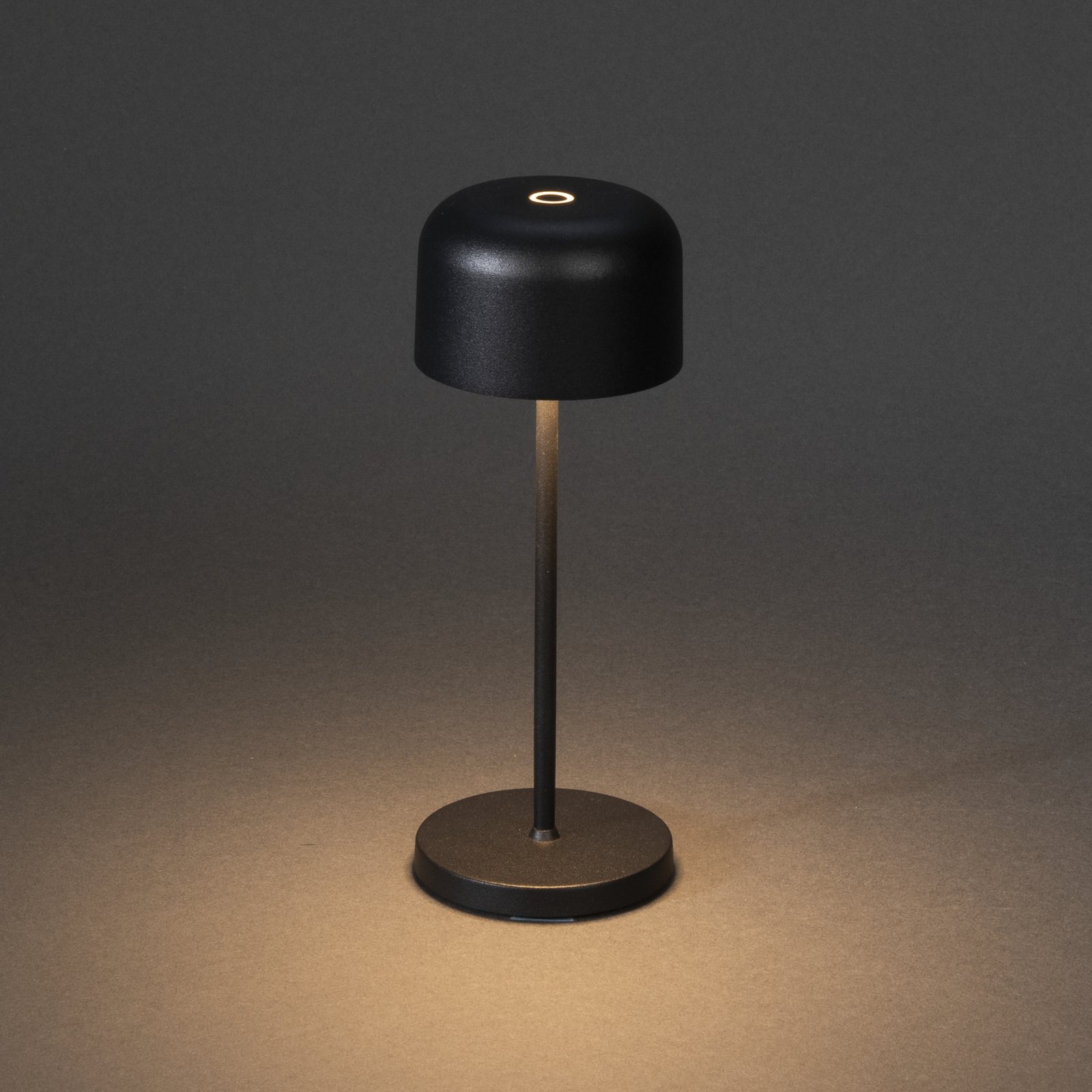 LED tafellamp Lille, hoogte 20 cm, zwart, IP54, USB