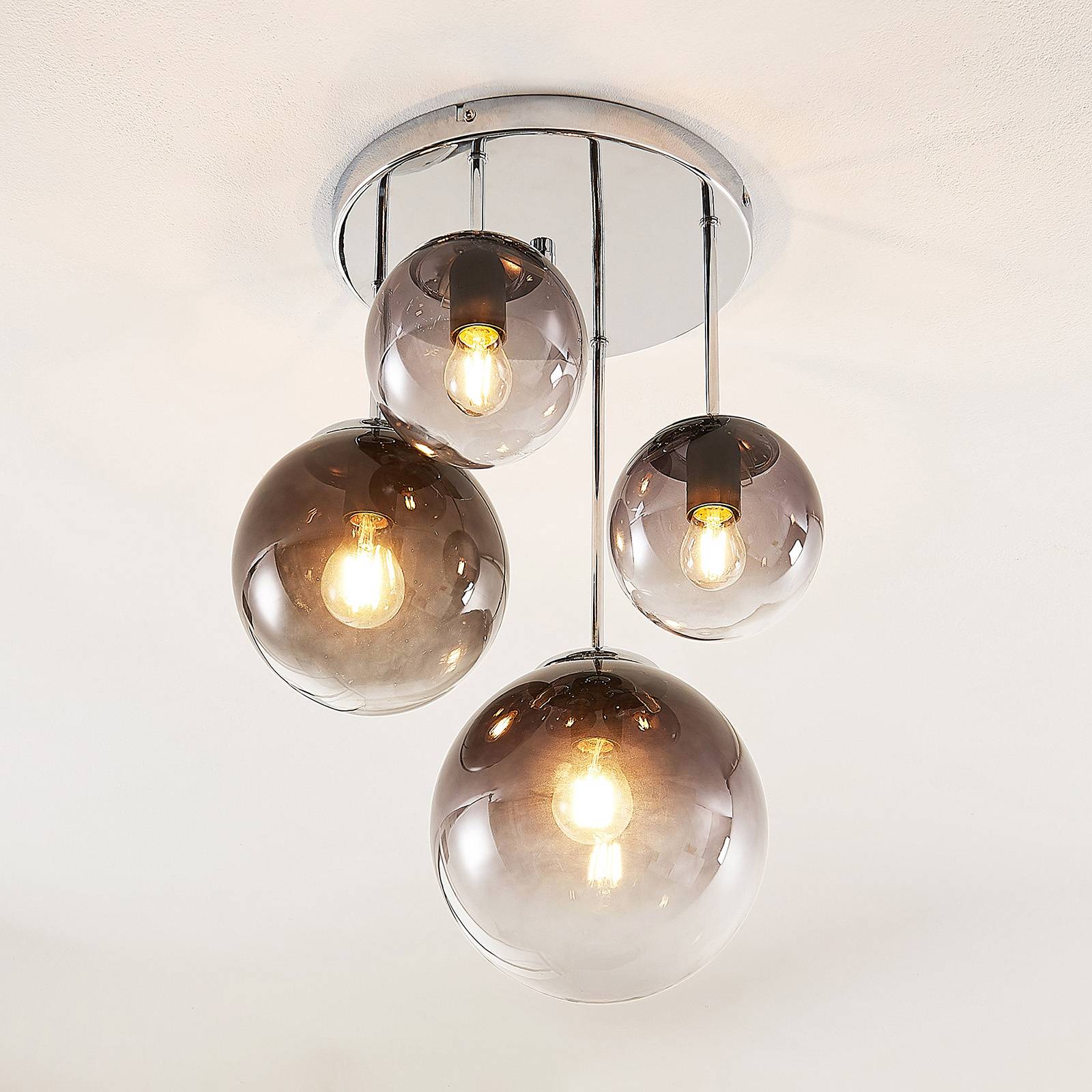 Lindby Robyn glas-plafondlamp, 4-lamps