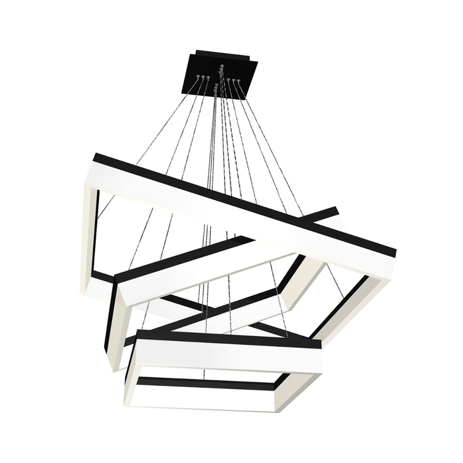 Hanglamp Nero, kunststof, zwart, 3-lamps, 140 W