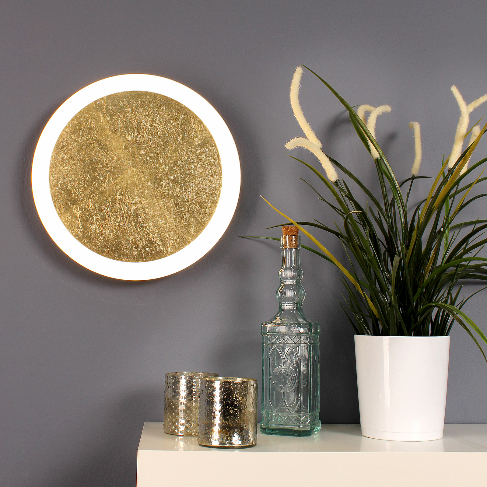 LED-Wandleuchte Moon gold