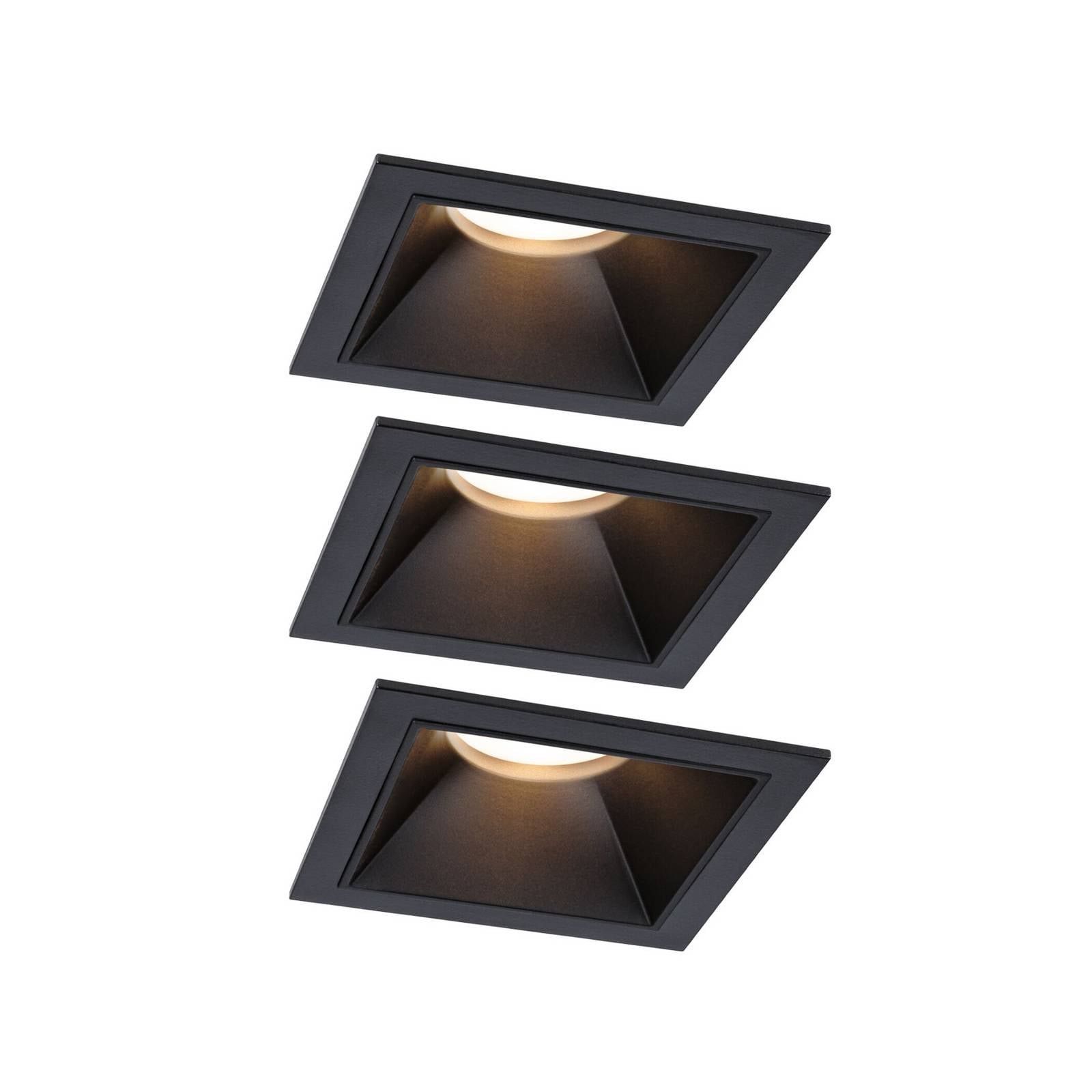 Paulmann LED-Einbauspot Cole Coin schwarz eckig IP44 dim 3er
