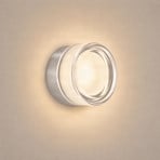 Lucande LED-vegglampe Somber, nikkel/klar, Ø 12,5 cm, IP44