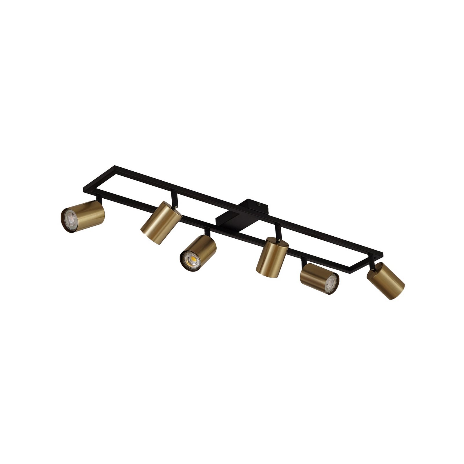 Lindby plafondspot Bravius, messing, 6-lamps, ijzer