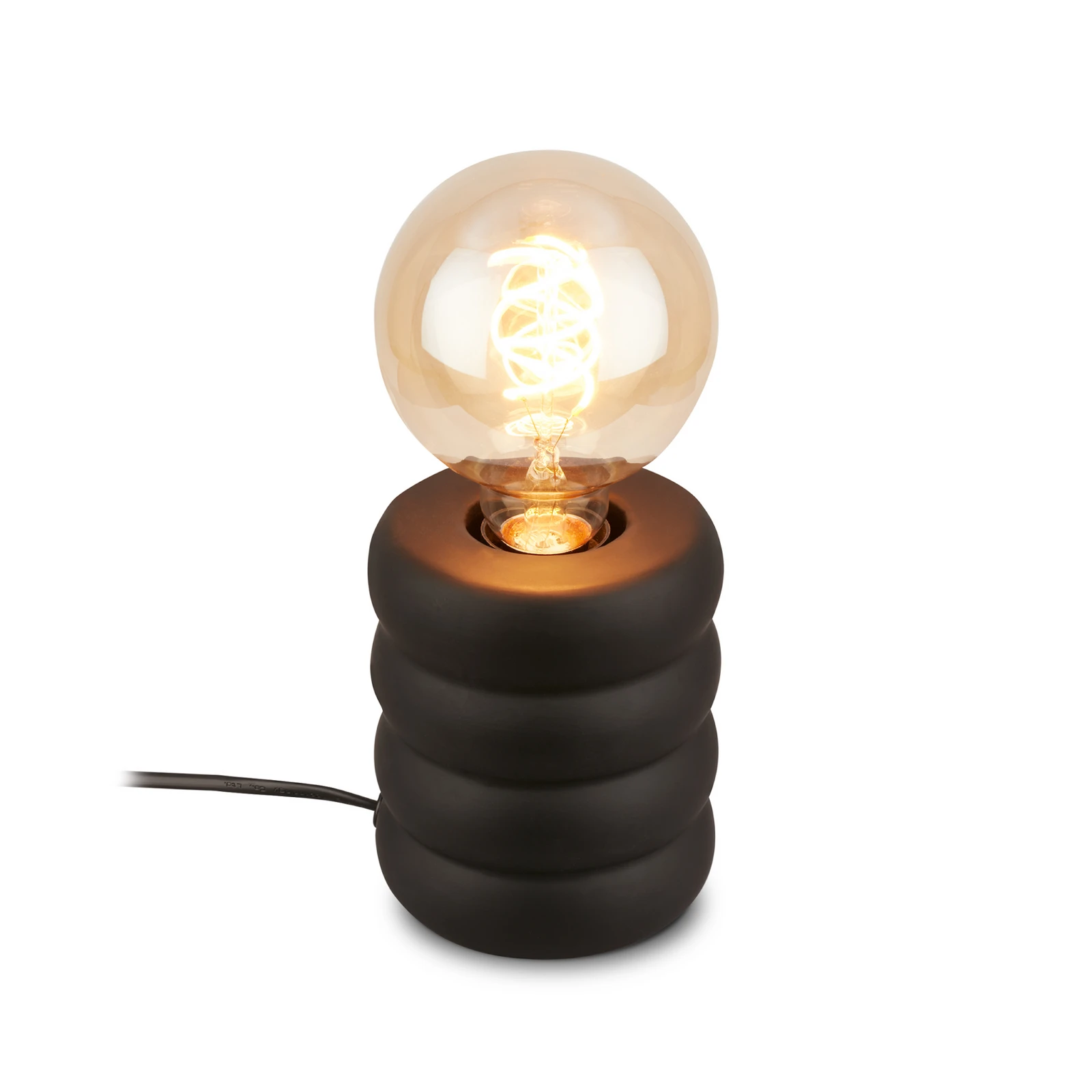 Lampe à poser Foam, noir mat, céramique, E27, 25 W, Ø 10 cm