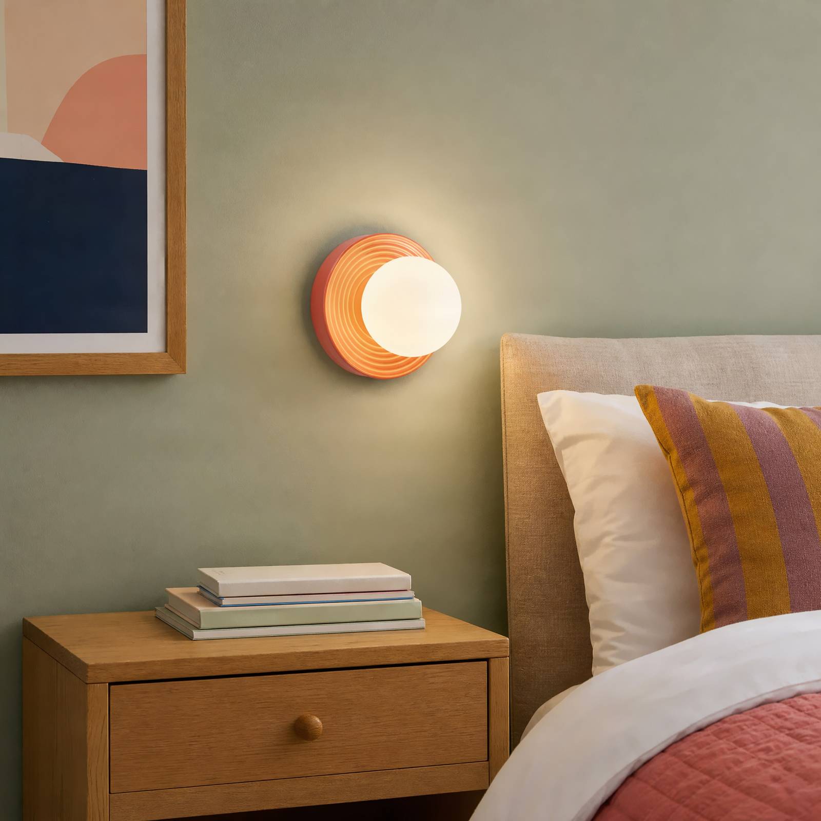 Lindby wandlamp Harriet, oranje/wit, keramiek, Ø 22 cm, G9