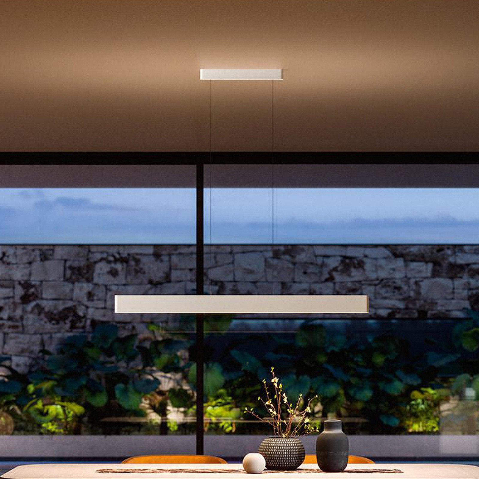 Linea Light Lampă suspendată LED Satori lungime 1144 cm alb 2.700 K aluminiu - Camera de zi / sufragerie