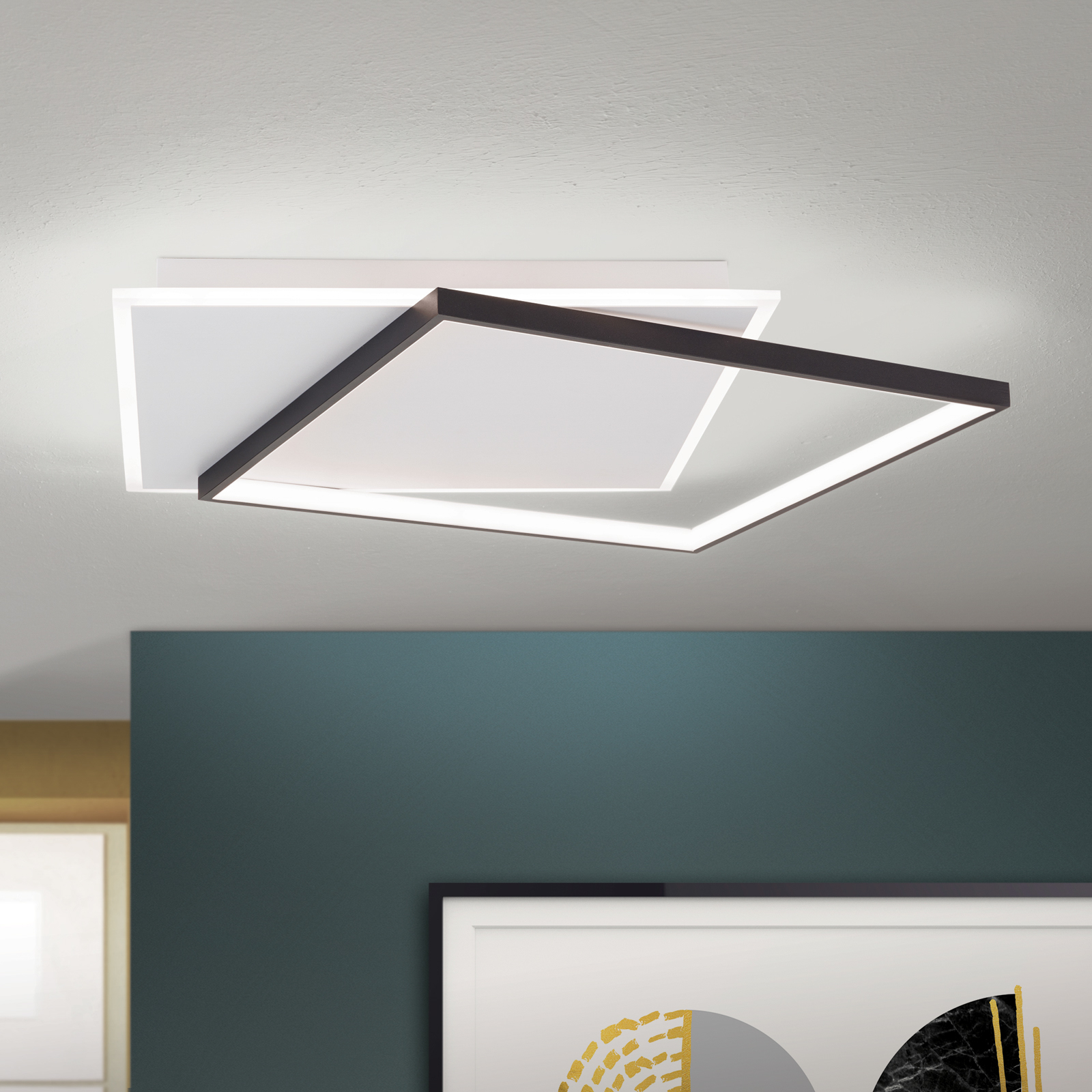 LED-taklampe Emanuel, hvit/svart