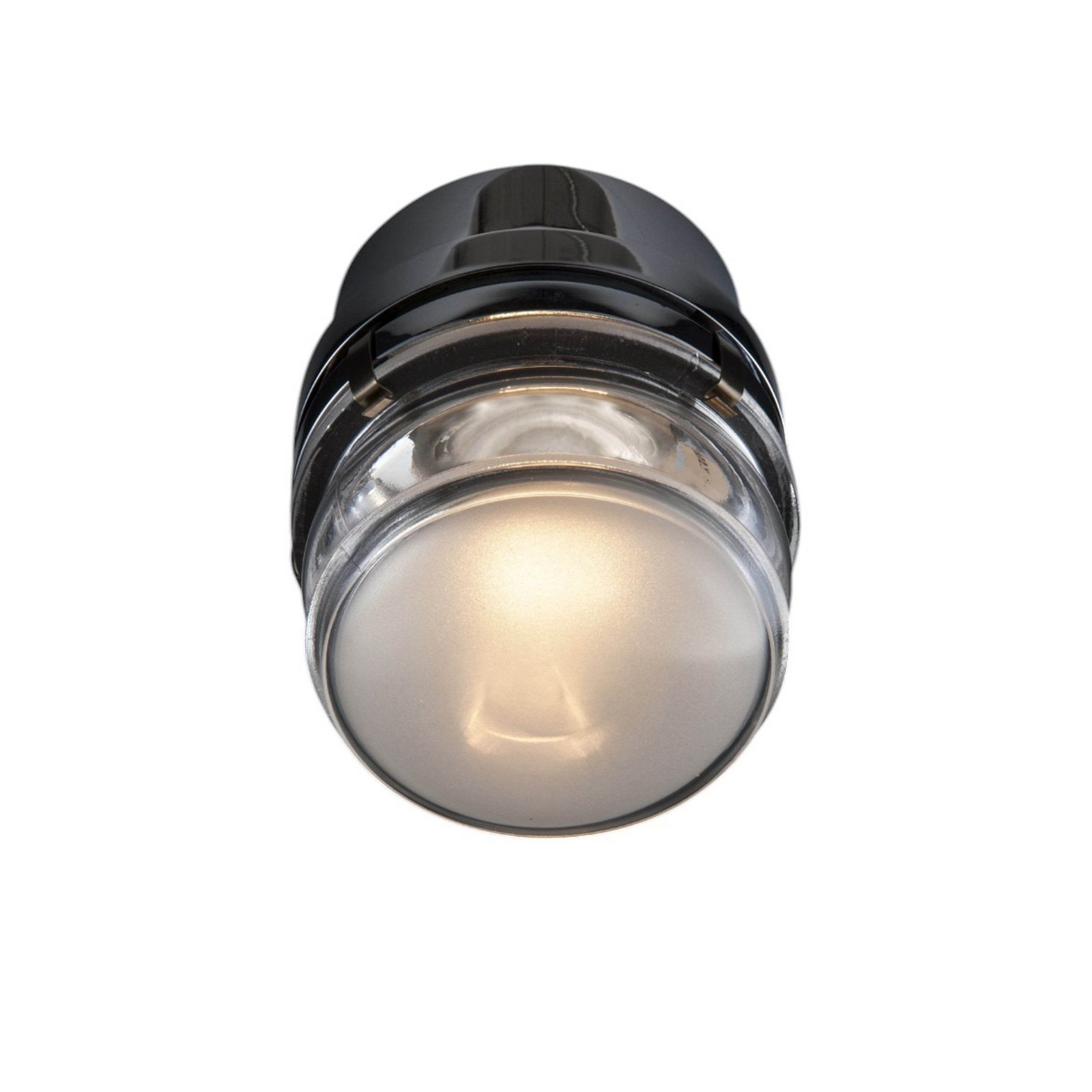 Oluce LED-væglampe Fresnel, kromfarvet, aluminium, glas, 2.700 K