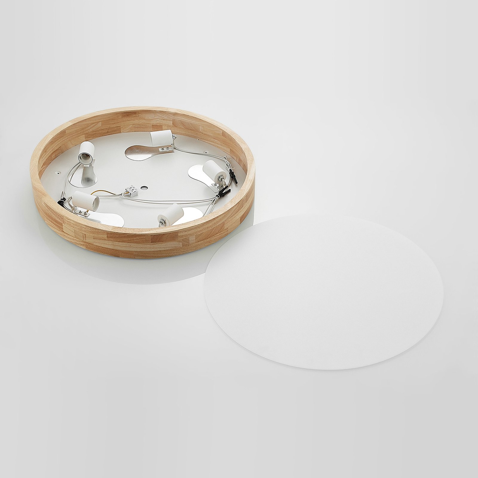 Tanju Candeeiro de Tecto Ø60 Wood/White - Lindby