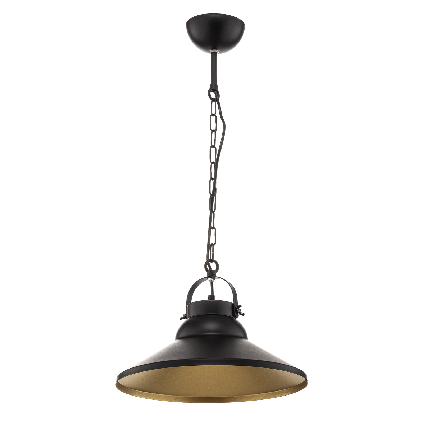 Lámpara colgante Taft con pantalla en negro y dorado