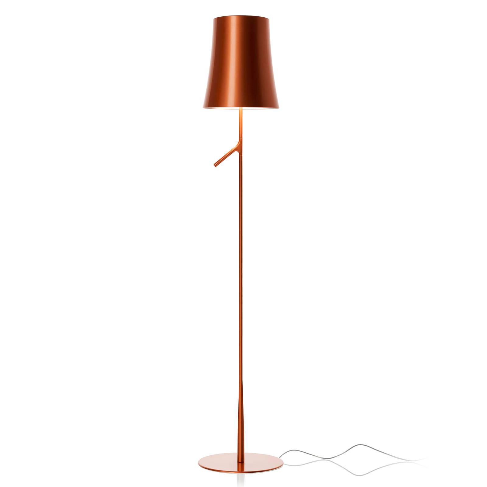 FOSCARINI Foscarini Birdie LED Lettura floor lamp, copper, for Living / Dining Room, polycarbonate, varnished steel, metal, 8.4 W, energy efficiency: A+, H: 150 cm