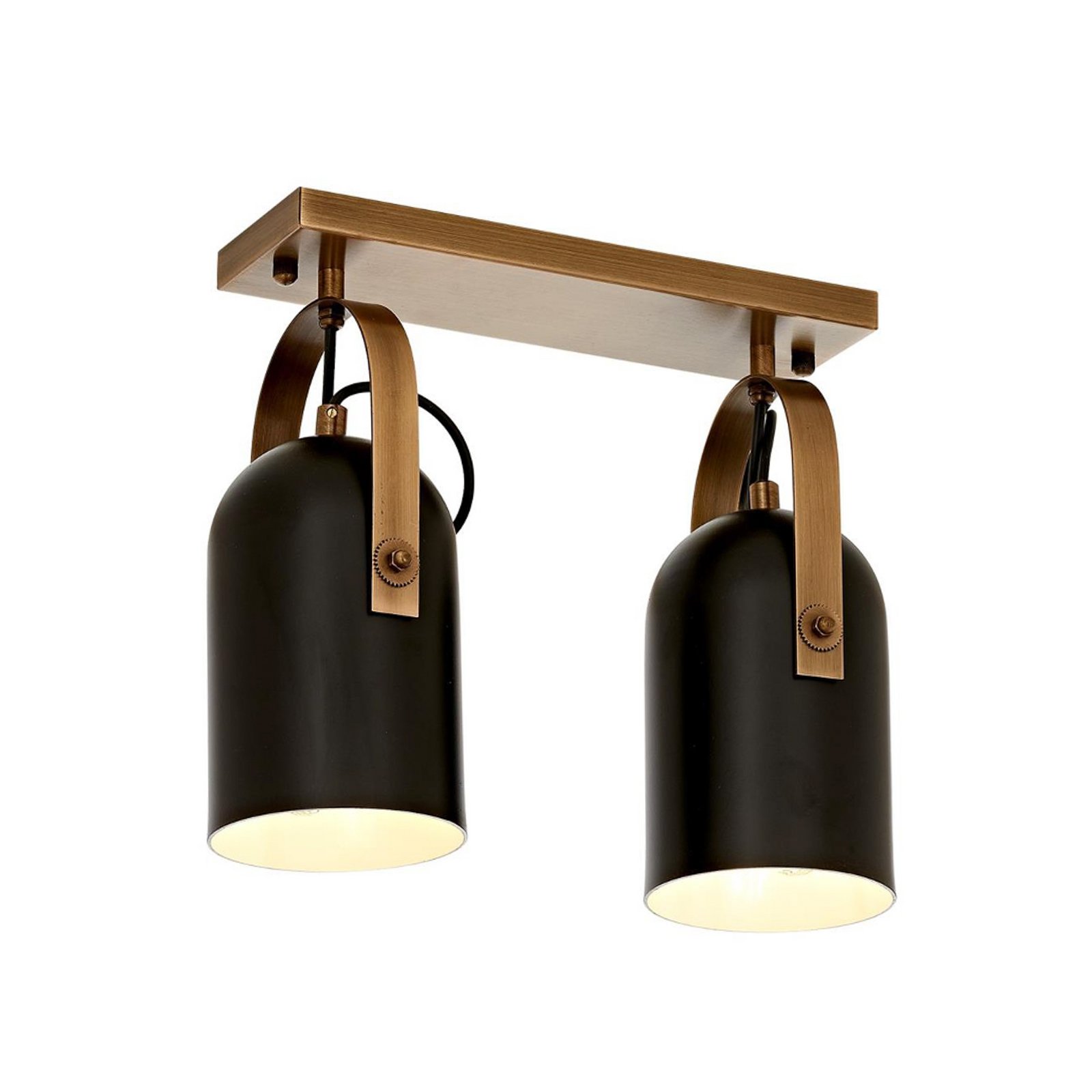 Deckenleuchte Esra, schwarz, Länge 32 cm, Metall, 2-flammig