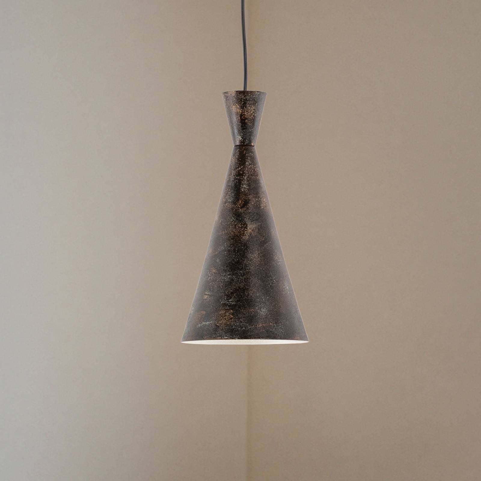 Hängeleuchte Tom, schwarz-braun, Metall, Ø 19 cm, E27 günstig online kaufen