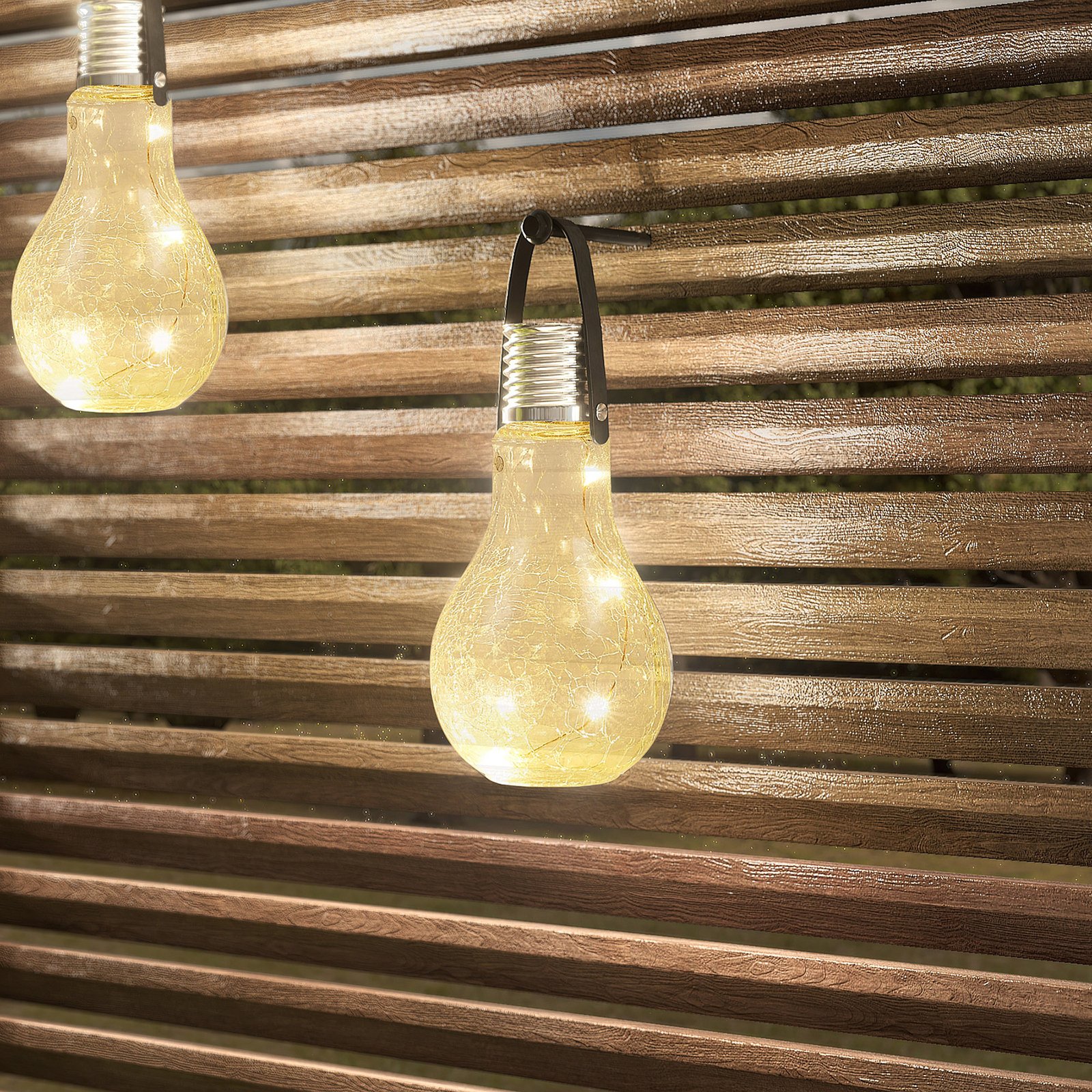 Lindby Shams LED-solcellslampa, päronform, 3-pack