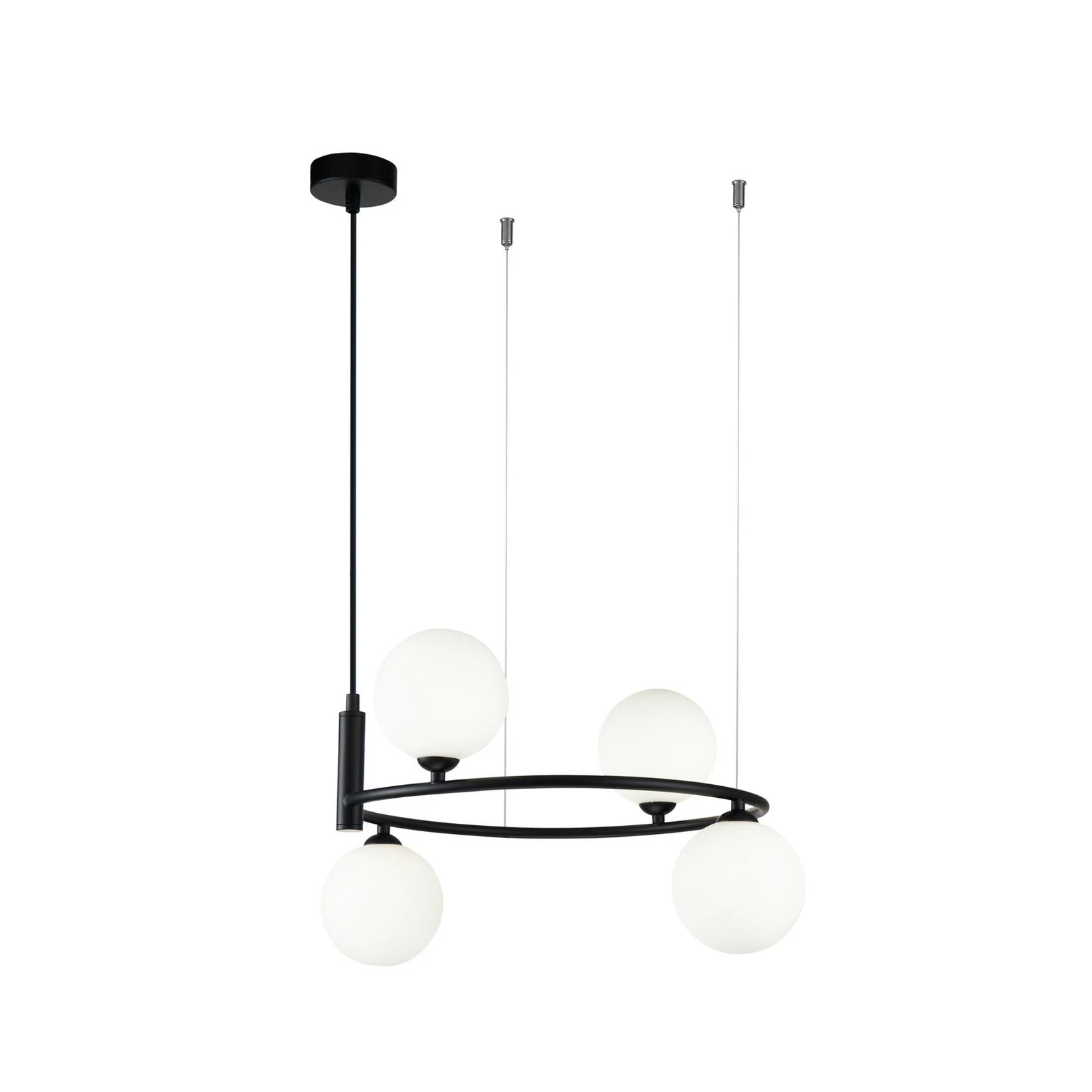 Maytoni Suspension Ring, noir/blanc 4 lampes. verre 44 x 39 cm
