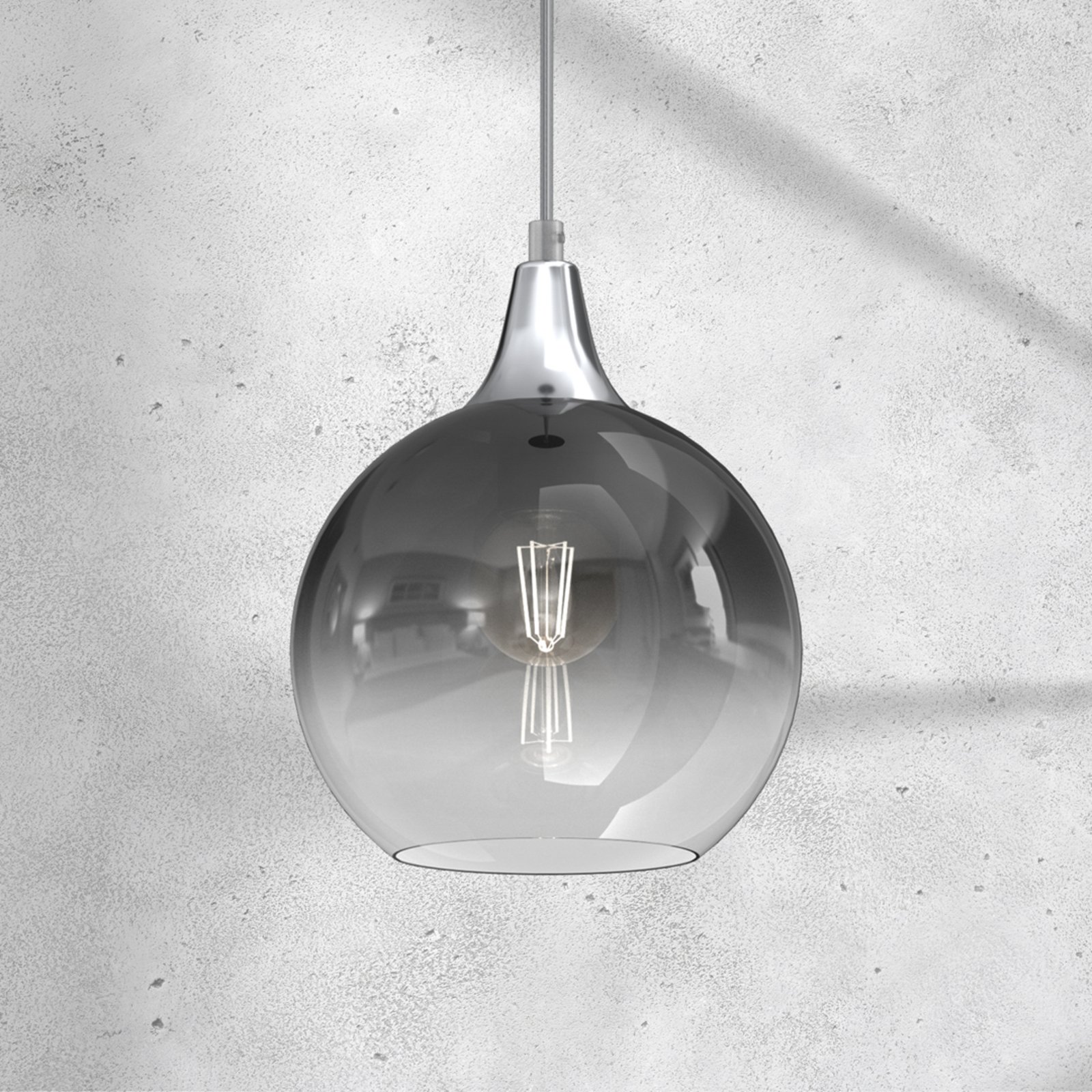Monte pendant light made of glass, 1-bulb, silver